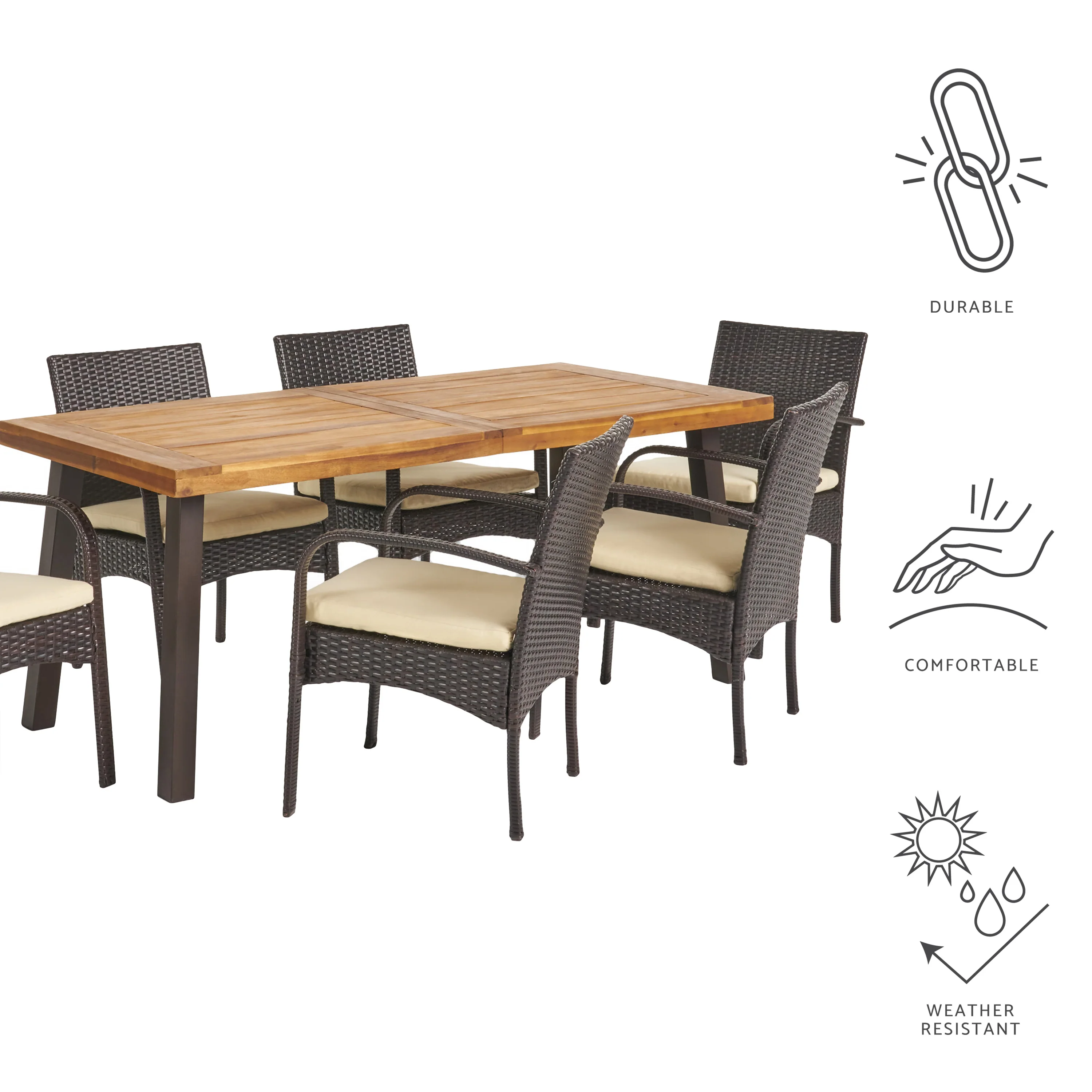 Sebastian Wicker and Wood 7 Pc. Dining Set - furnishings