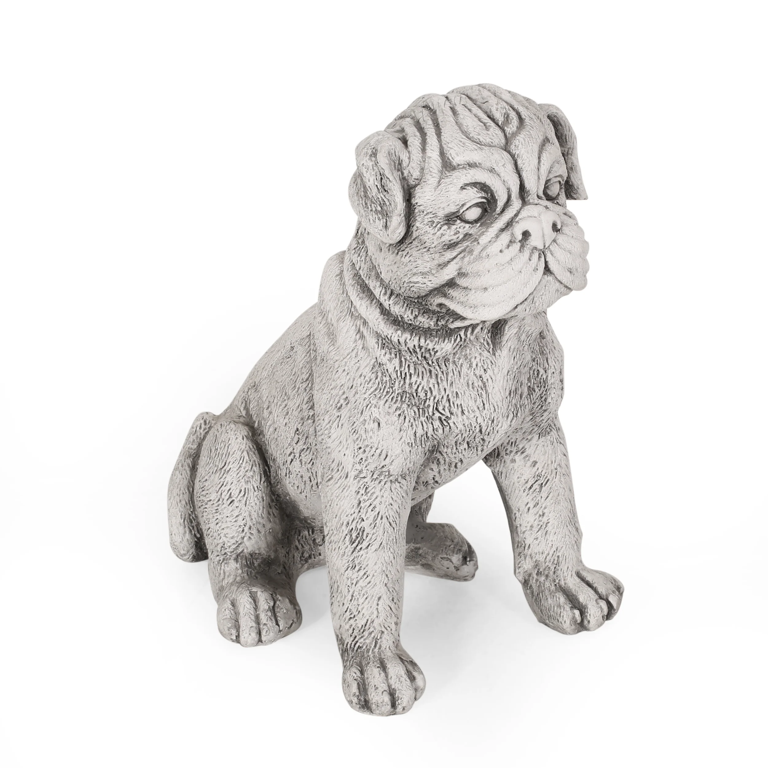 Staley Outdoor Dog Garden Statue, Antique White - furnishings