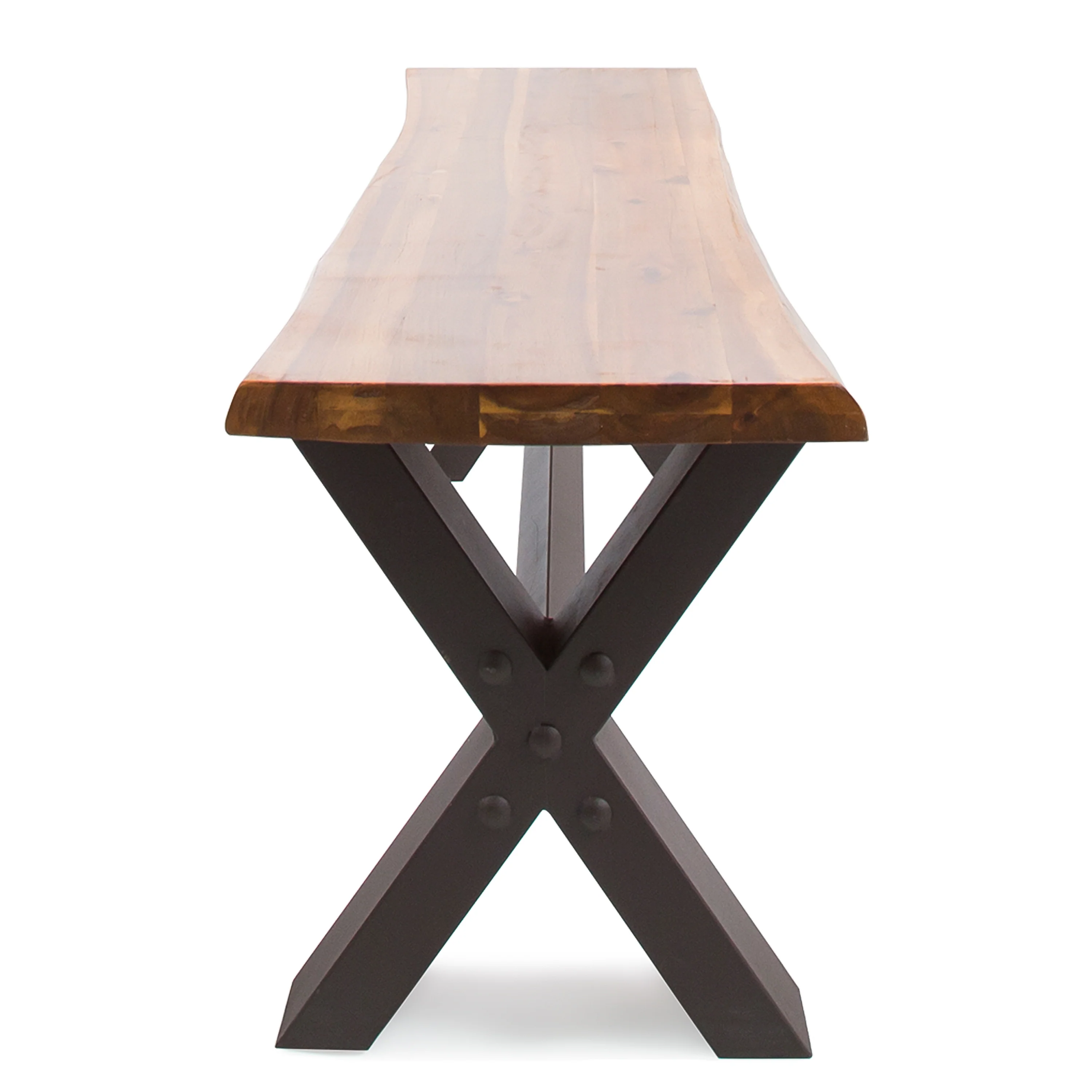 Sanil Outdoor Acacia Wood and Iron Dining Bench - furnishings
