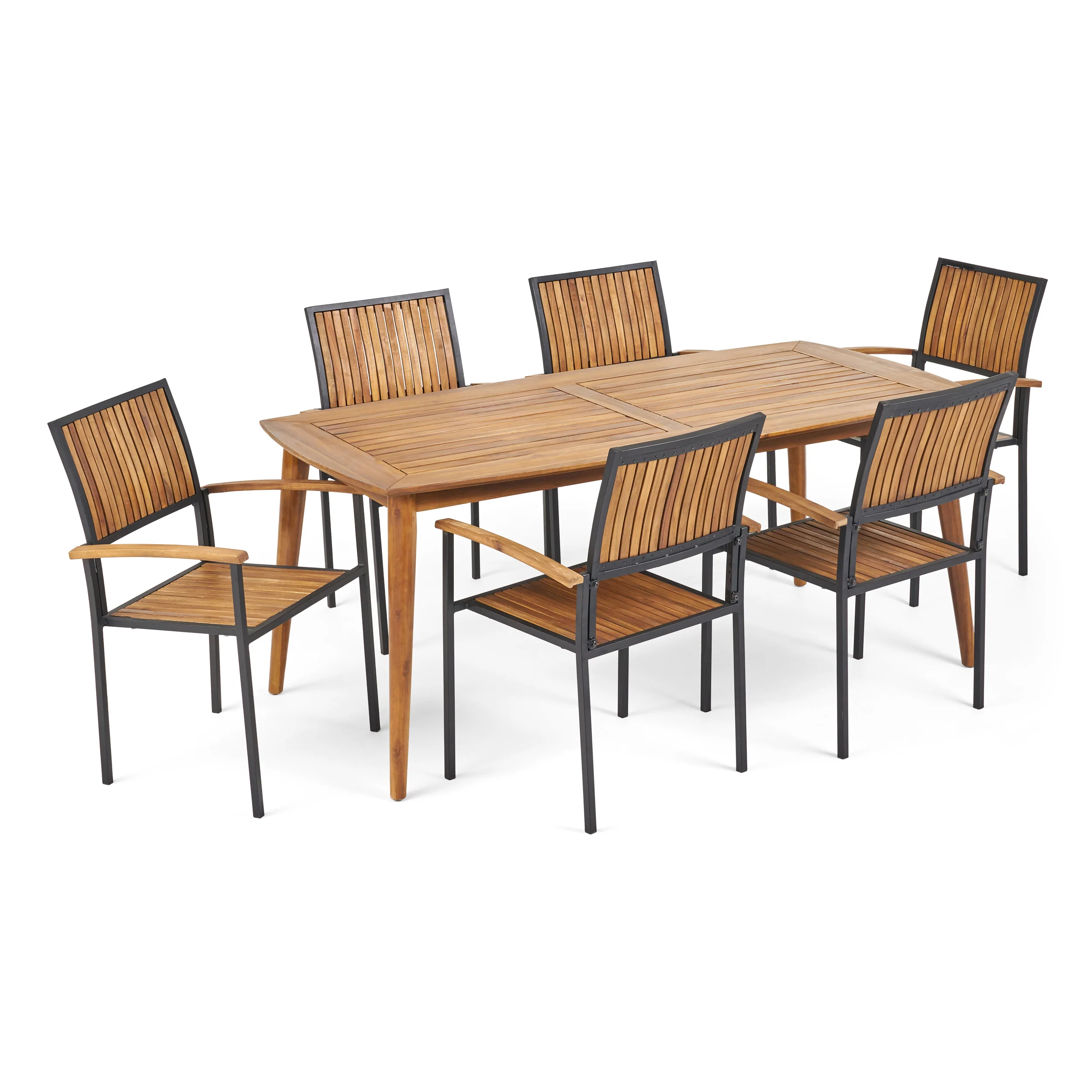 Theresa Outdoor 6 Seater Acacia Wood Dining Set - furnishings
