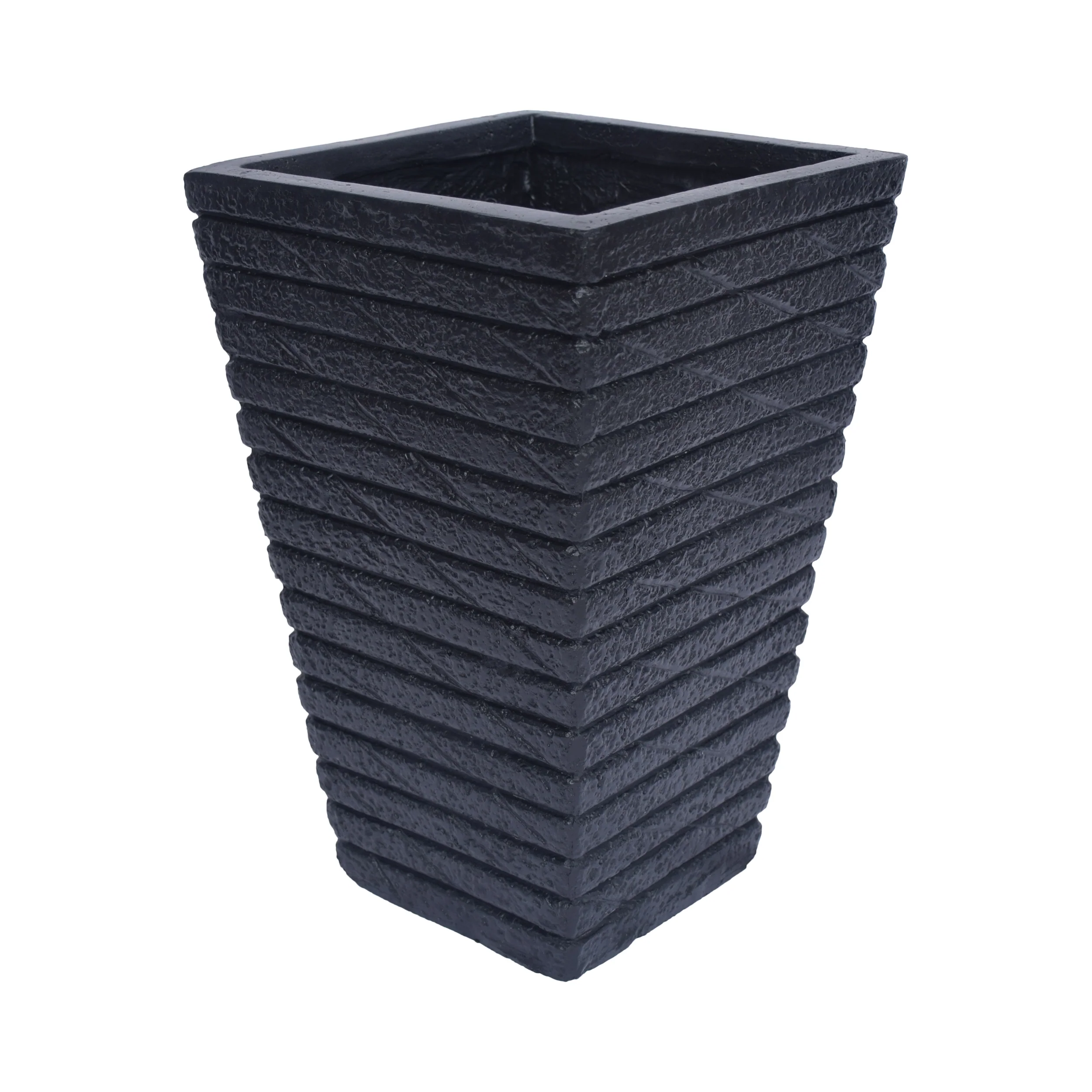Hedy Garden Urn Planter, Square, Tapered, Riveted, Lightweight Concrete - furnishings