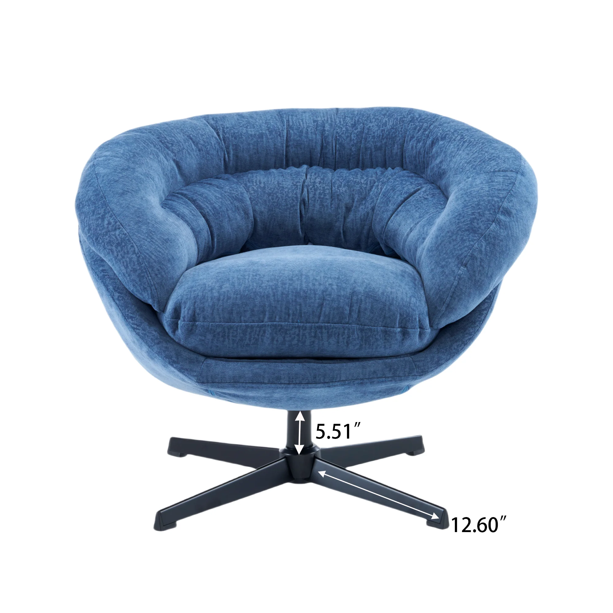 Olevate Chenille Upholstered 360 degree Swivel Arm Chair, Metal Cross-shape legs - furnishings