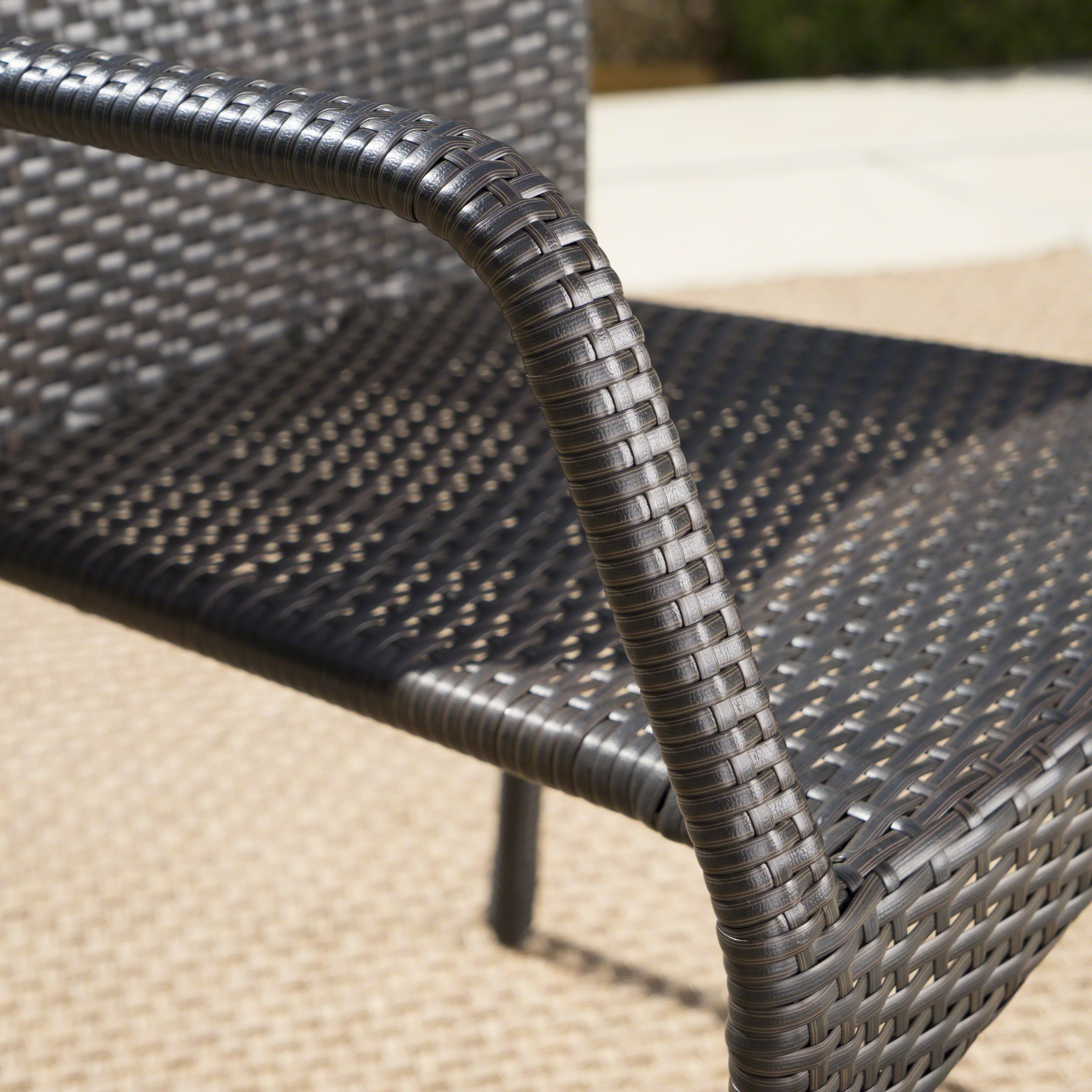 Cassandra Outdoor 6 Piece Brown Aluminum Dining Set with Bench and Wicker Chairs - furnishings