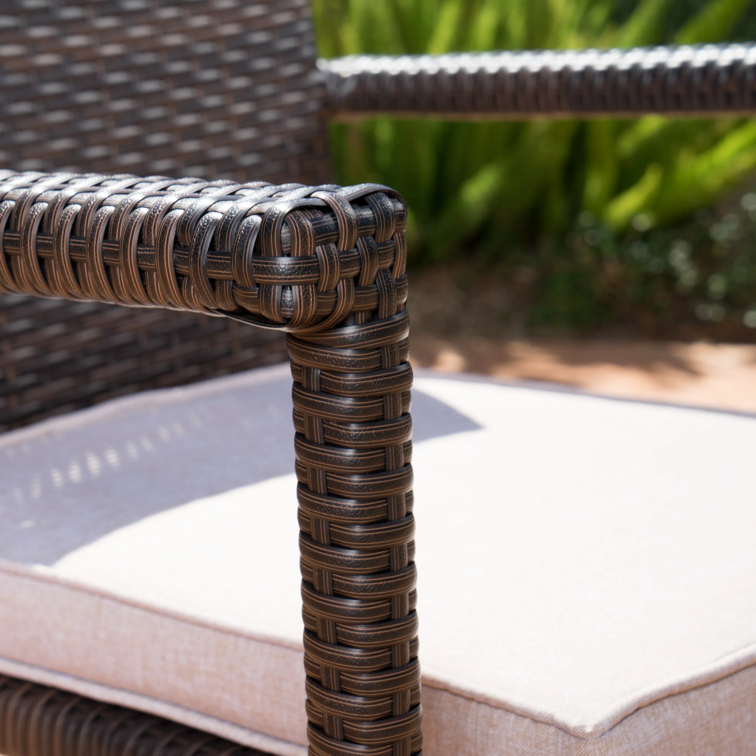 Grand Outdoor 9 Piece Wicker Dining Set with Water Resistant Cushions - furnishings