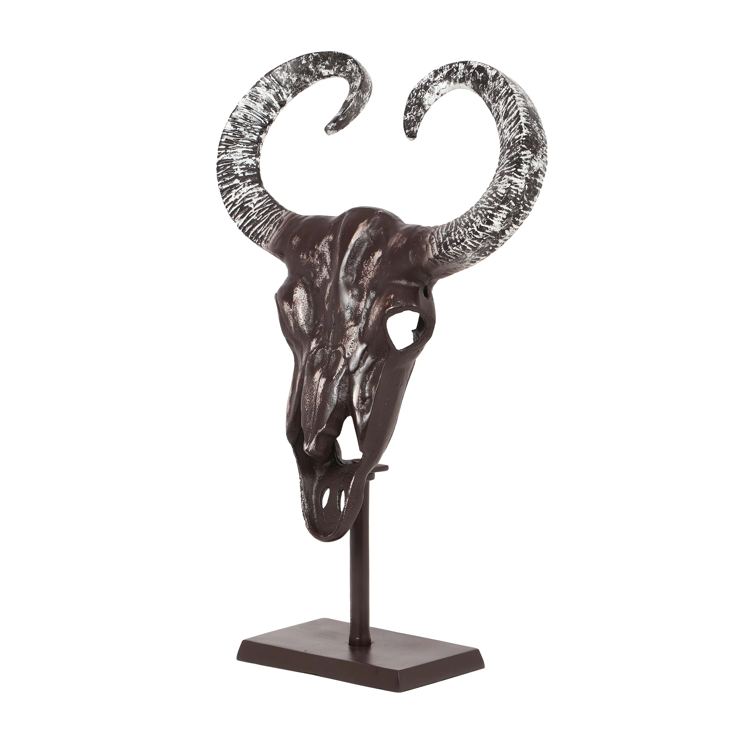 Blalock Handcrafted Aluminum Bull Skull Decor with Stand - furnishings