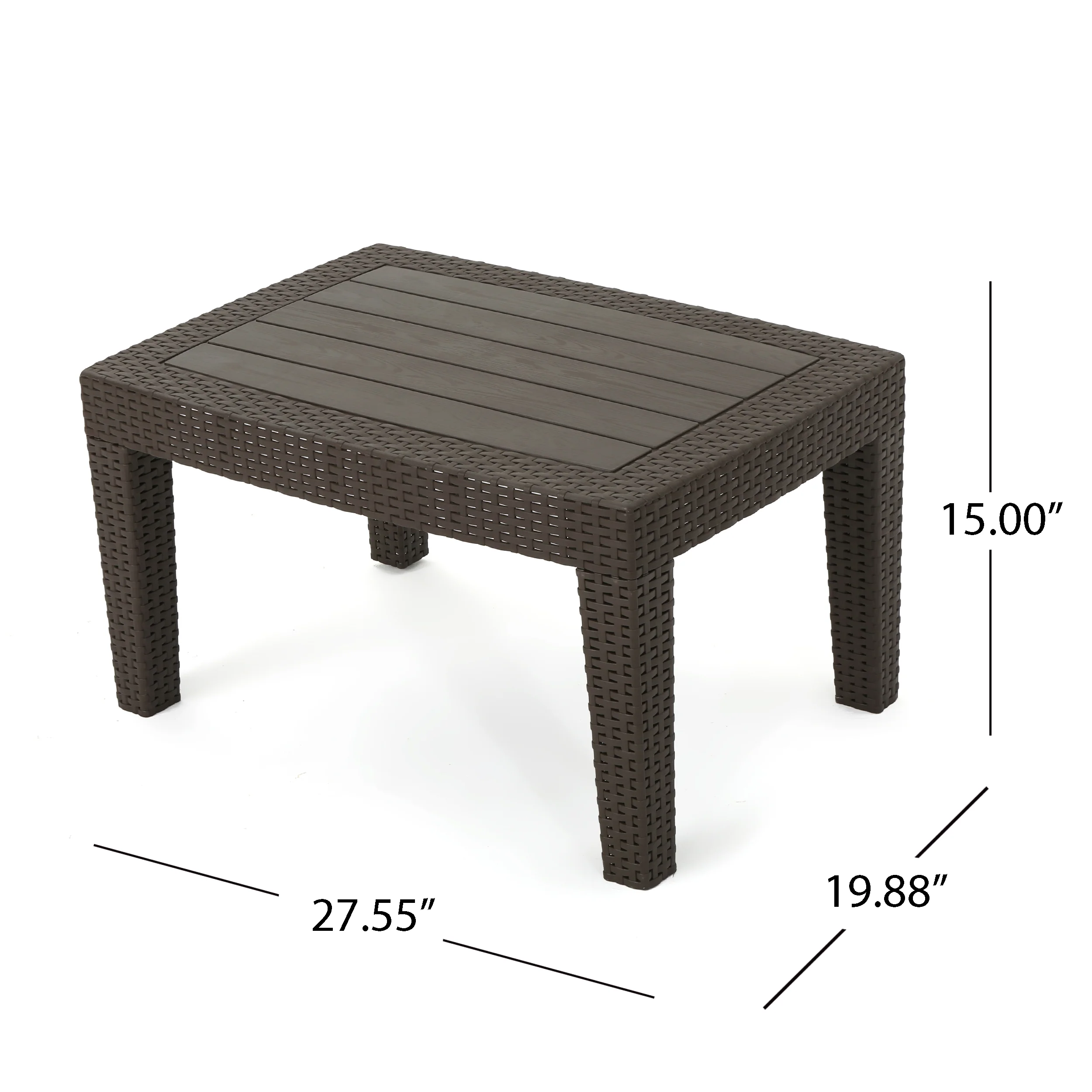 Dayton Outdoor 4 Piece Faux Wicker Rattan Chat Set with Water Resistant Cushions - furnishings