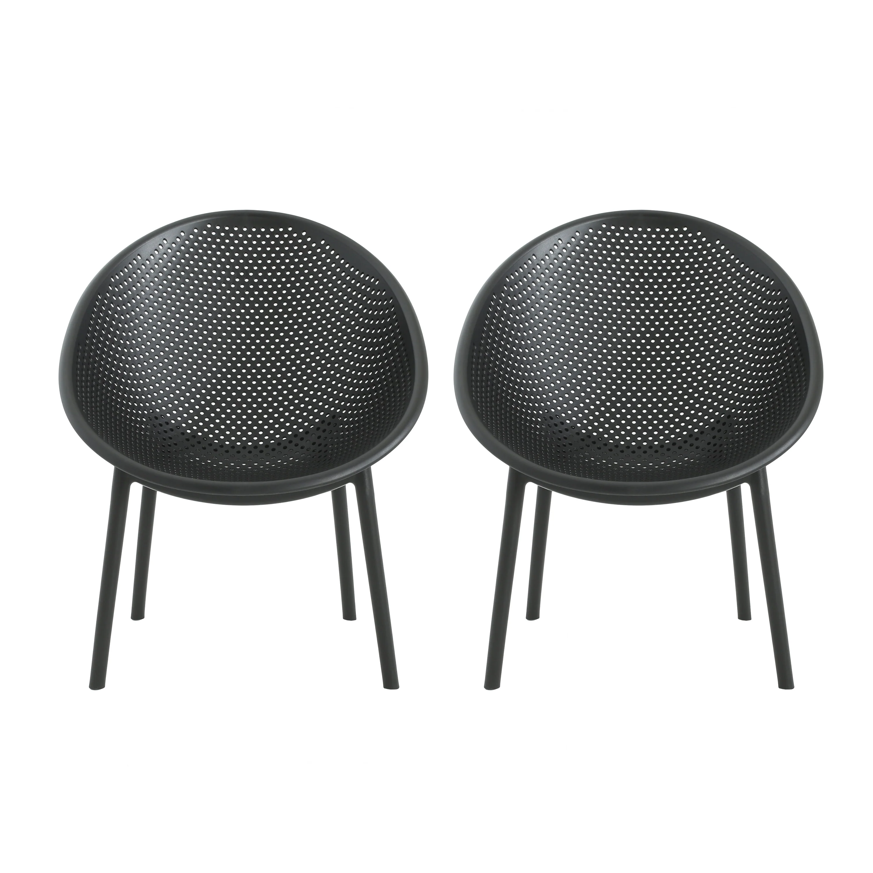 Indoor & Outdoor Polypropelene Plastic Gable Accent Chair, Set of 2 - furnishings