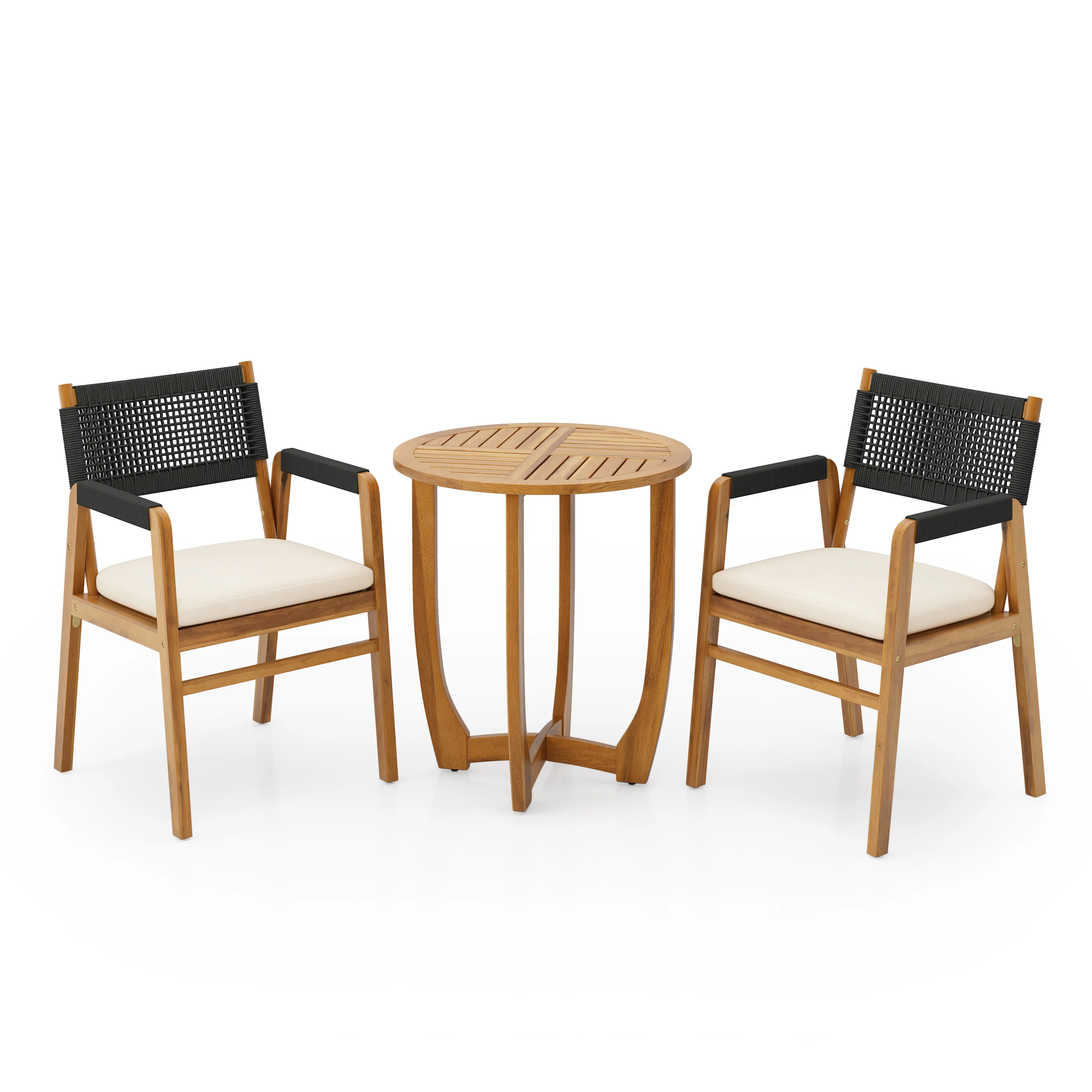 Alarice Modern Patio Dining Set Outdoor Table with 2 Chairs, Wood Finish - furnishings