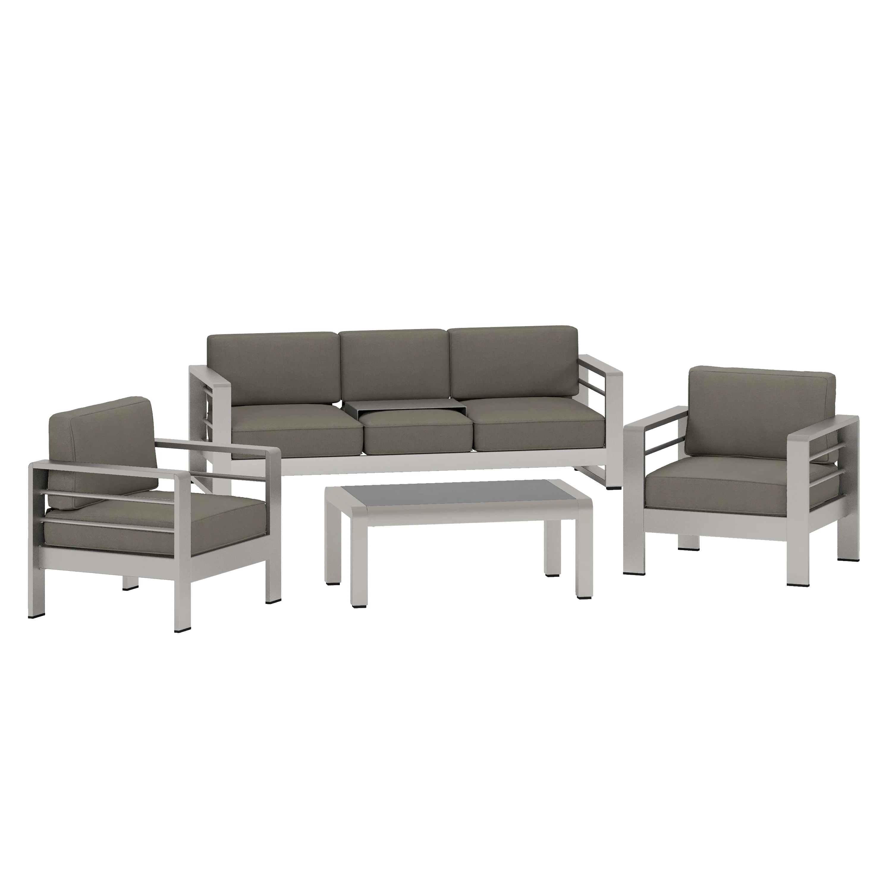 Coral Bay Outdoor 4 Piece Aluminum Chat Set with Cushions - furnishings