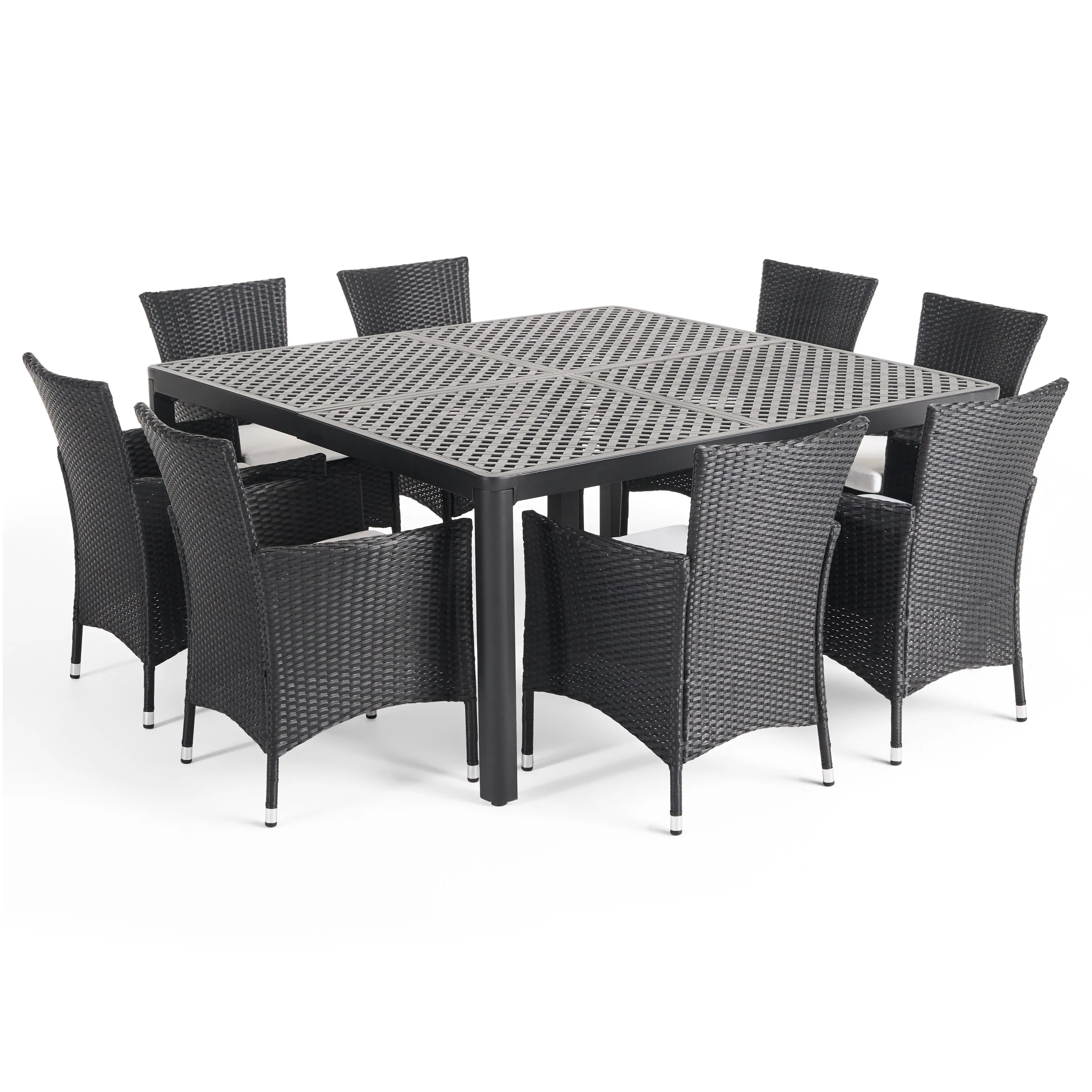 Nelly Outdoor Aluminum and Wicker 8 Seater Dining Set - furnishings