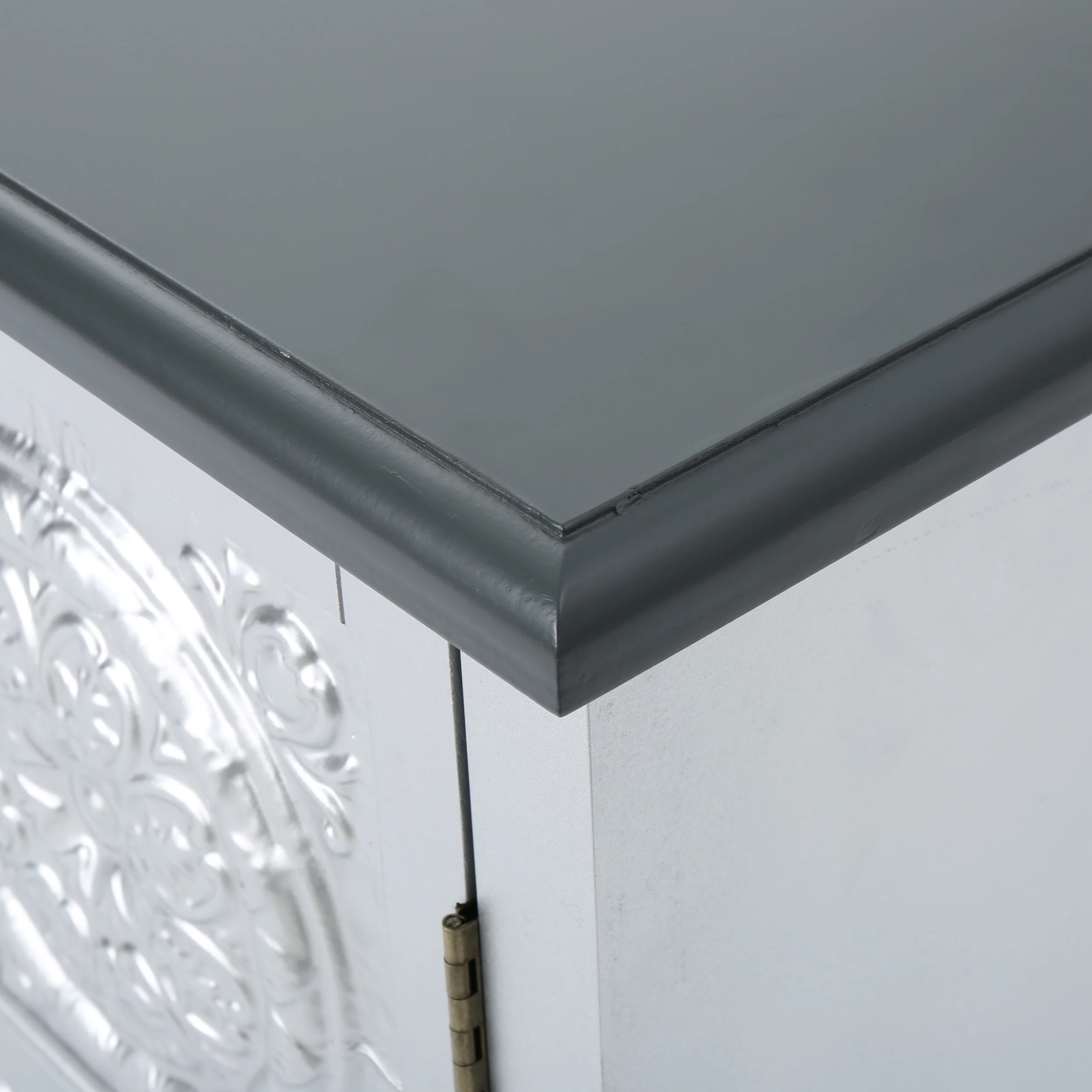 Aliana Finished Firwood Cabinet with Faux Wood Overlay and Accented Top - furnishings