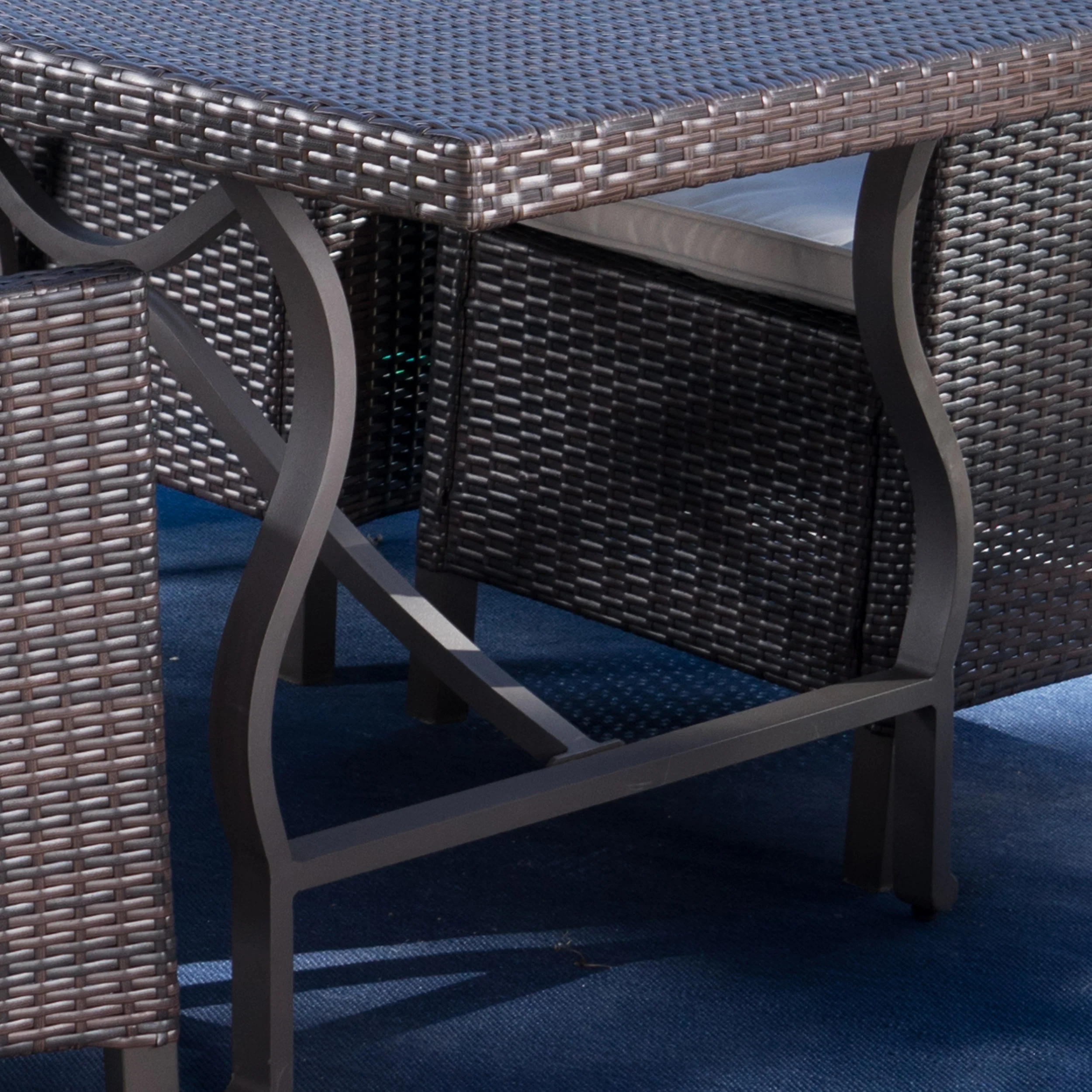 Azore Outdoor 7 Piece Wicker Dining Set with Aluminum Framed Dining Table - furnishings