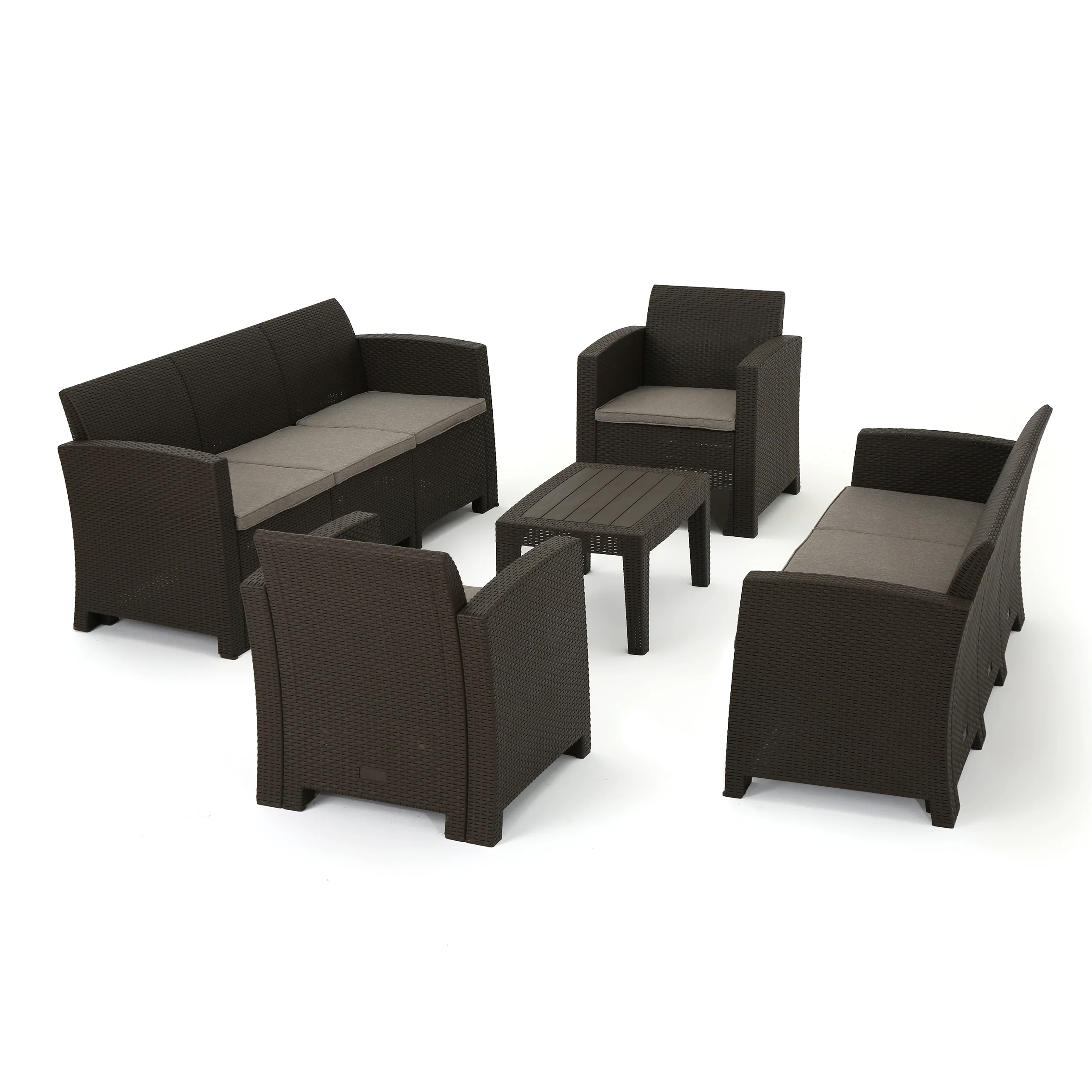 Jacob Outdoor 5 Piece Faux Wicker Rattan Style Chat Set - furnishings