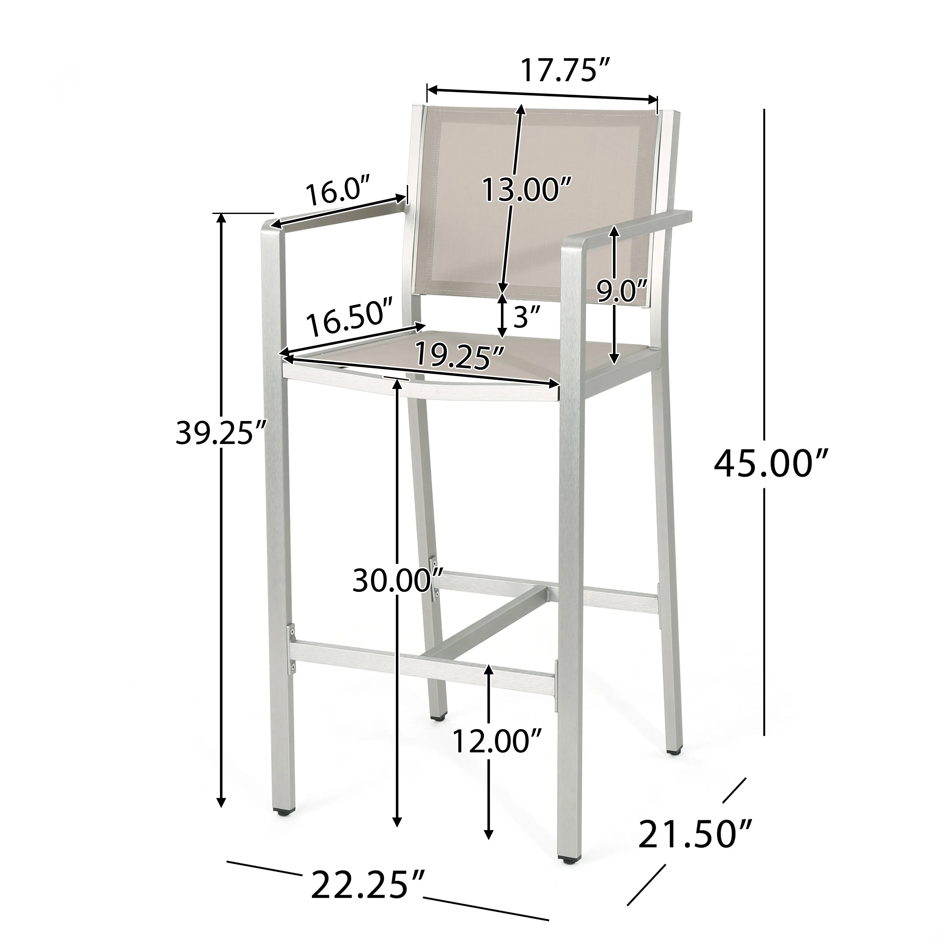 Outdoor Aluminum 5 Piece Bar Set - furnishings