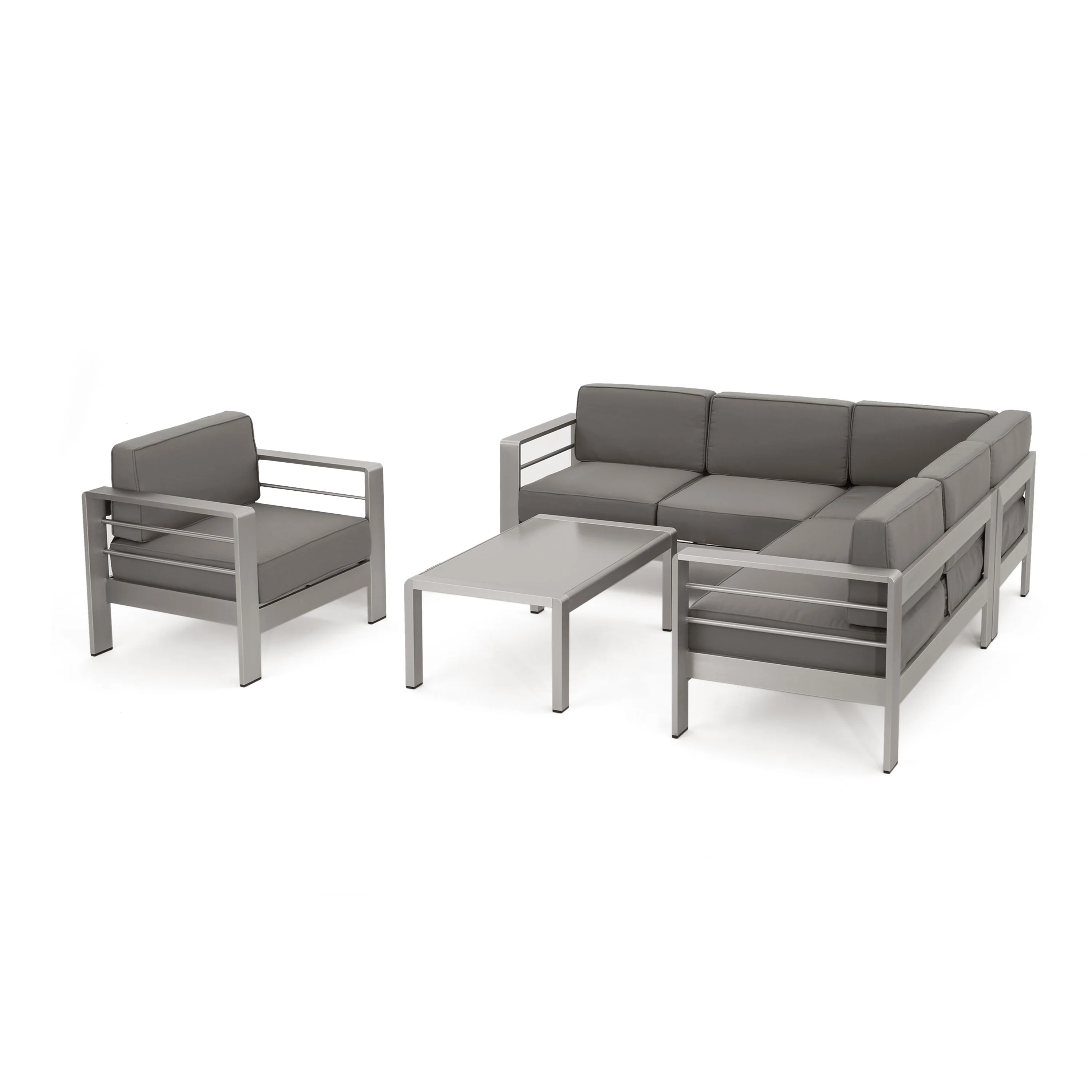 Cherie 5-Piece Outdoor Modern Aluminum Sectional Sofa Set - furnishings