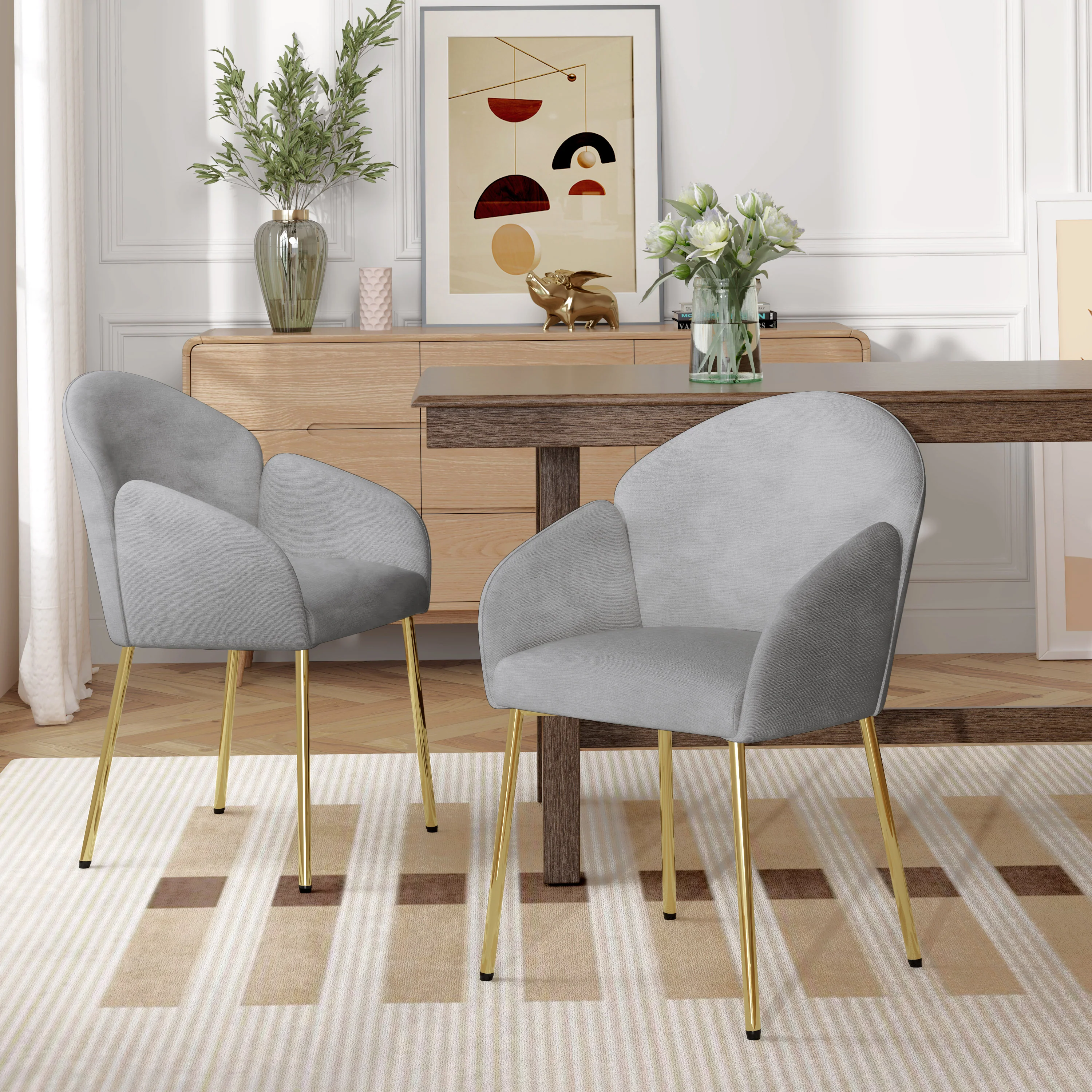 Catherine Polyester Round Back Dining Chair, Set of 2 - furnishings