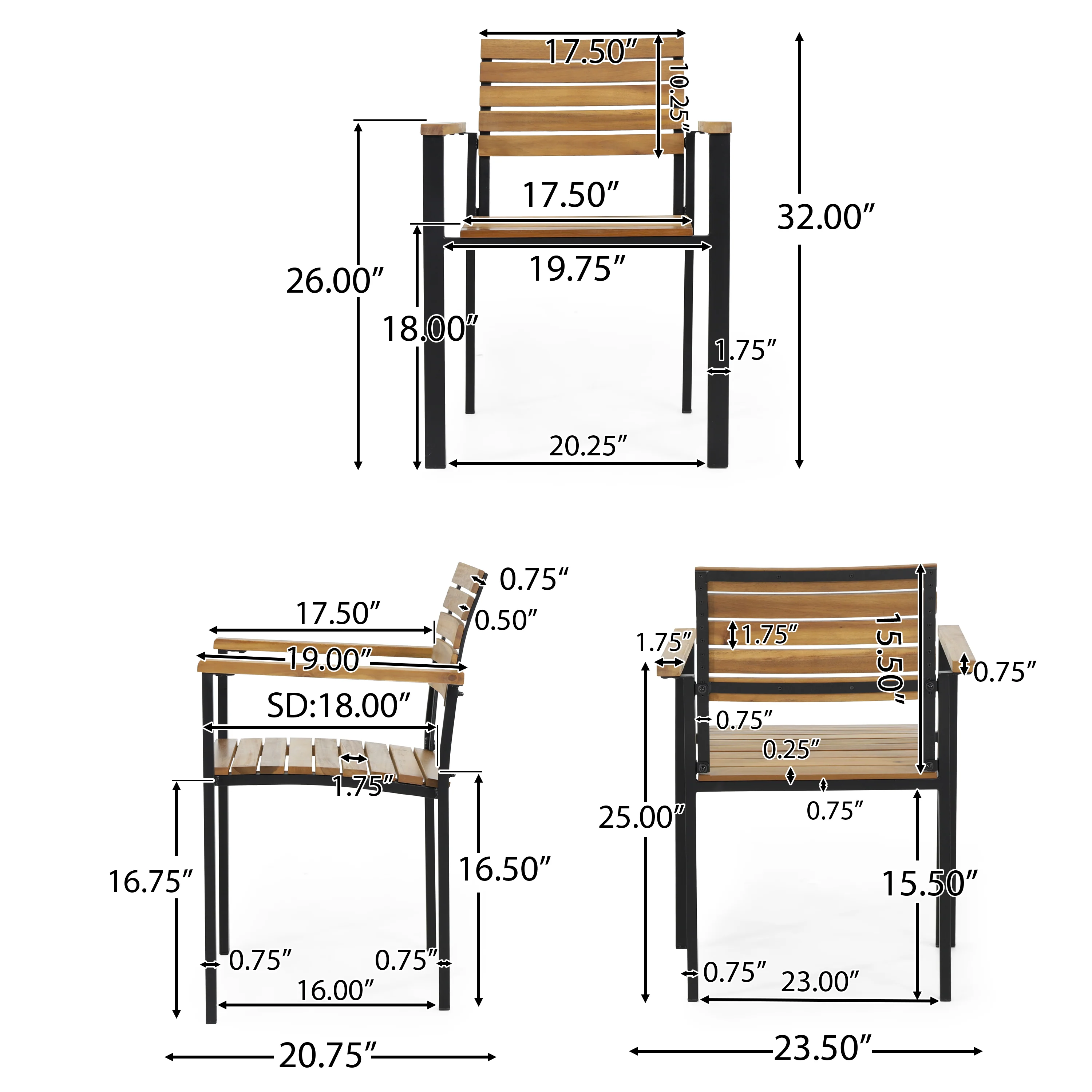Veromca Outdoor 6 Seater Wood and Iron Dining Set - furnishings