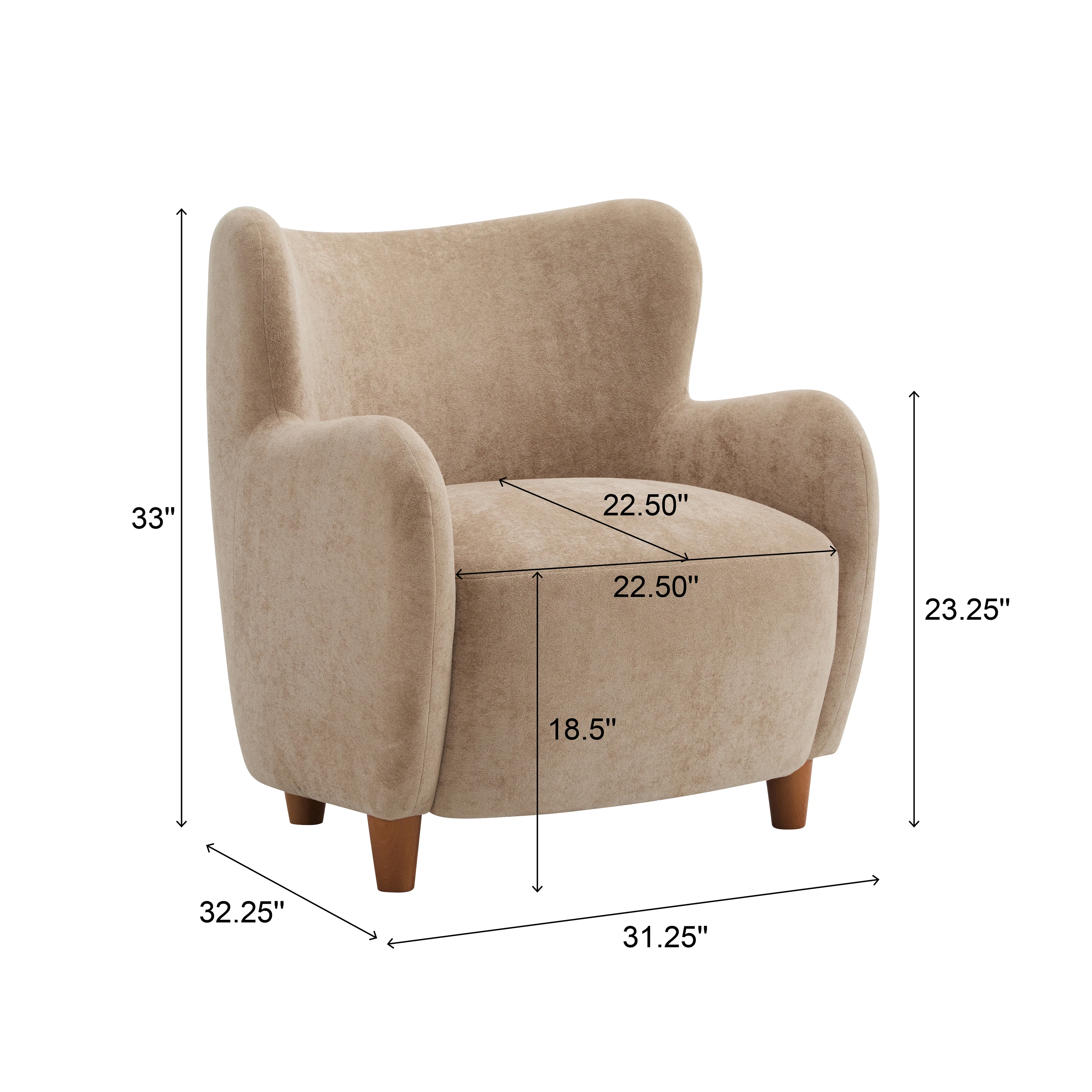 Zoe Fabric Wingback Accent Chairs Single Sofa - furnishings