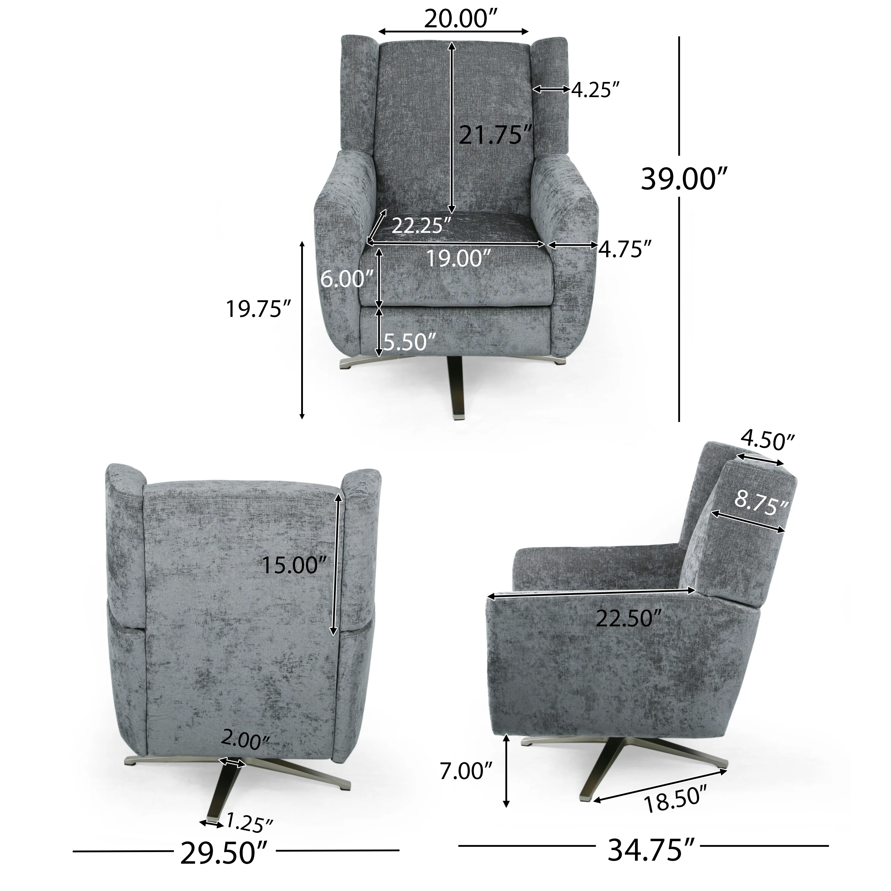 Dezi Contemporary Fabric Swivel Chair - furnishings