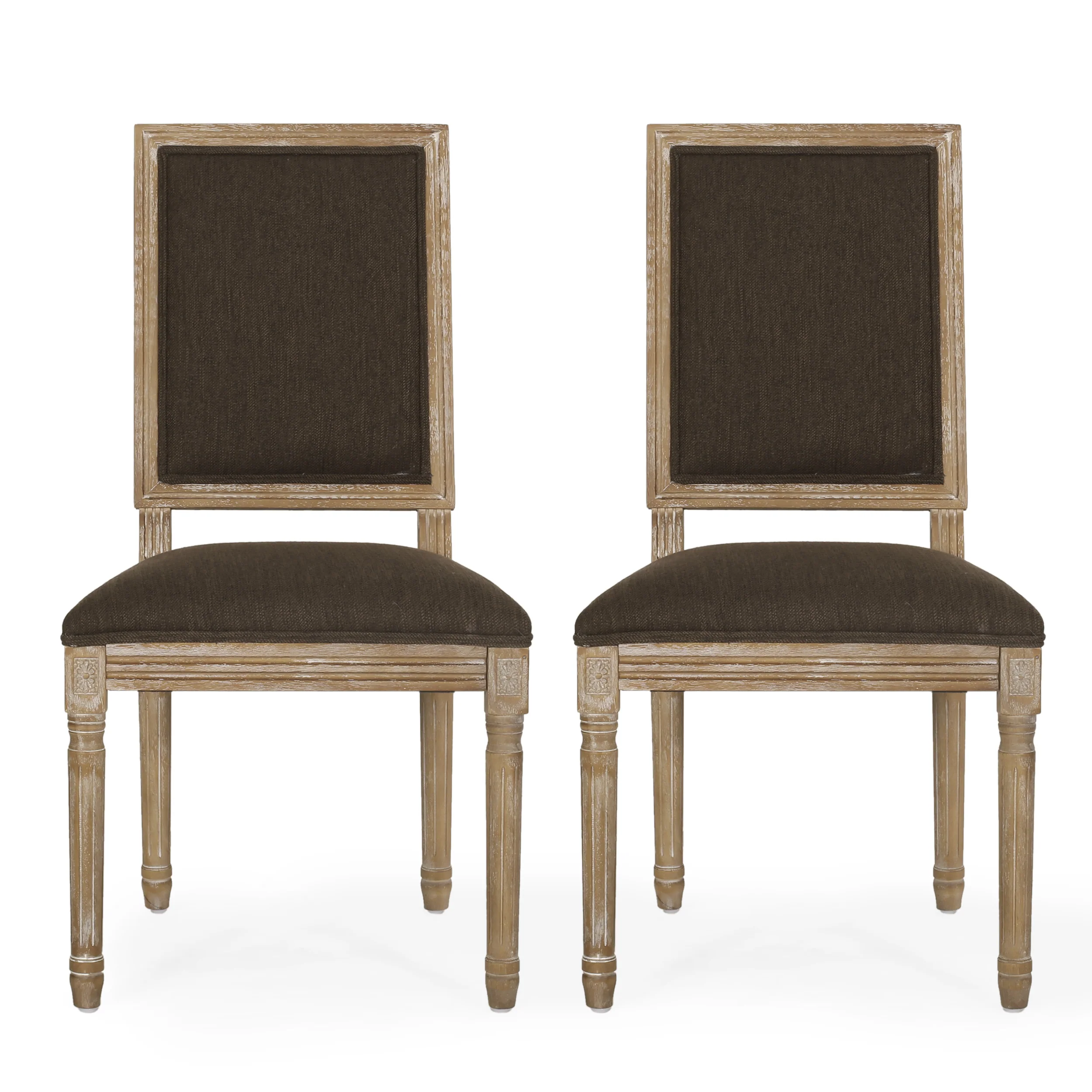 Amy French Country Wood Upholstered Dining Chair, Set of 2 - furnishings