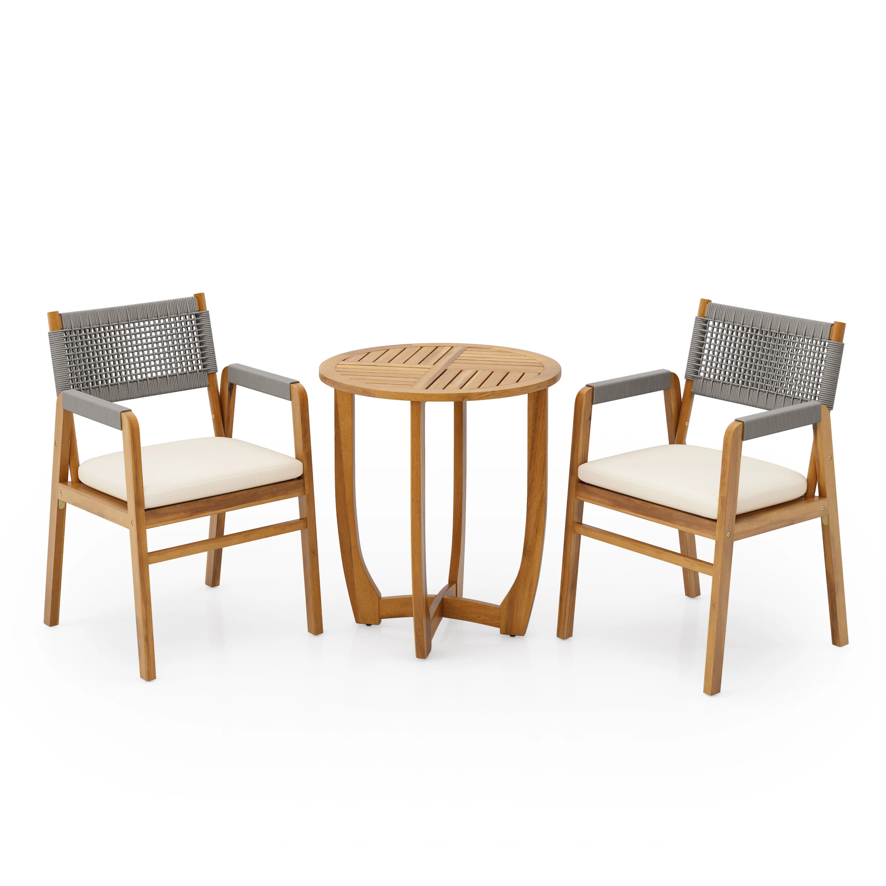 Alarice Modern Patio Dining Set Outdoor Table with 2 Chairs, Wood Finish - furnishings