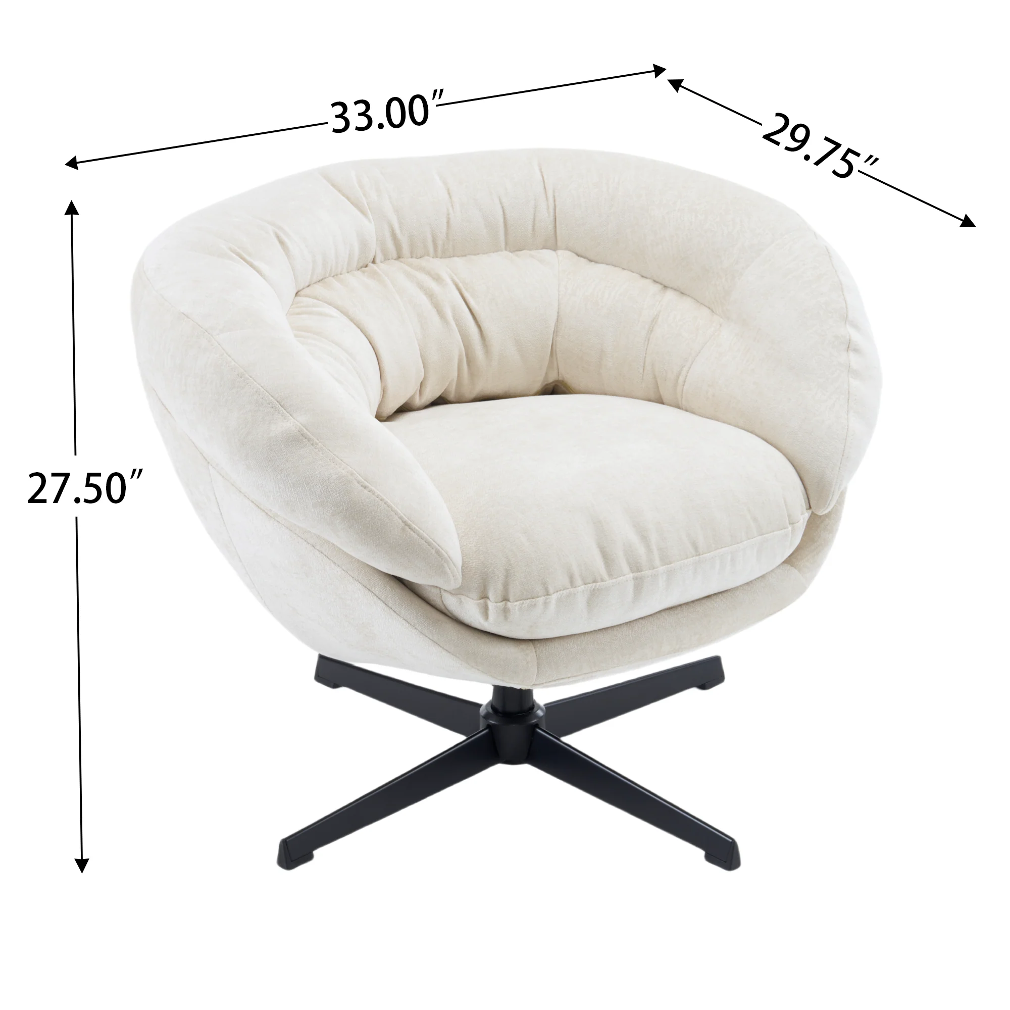 Olevate Chenille Upholstered 360 degree Swivel Arm Chair, Metal Cross-shape legs - furnishings