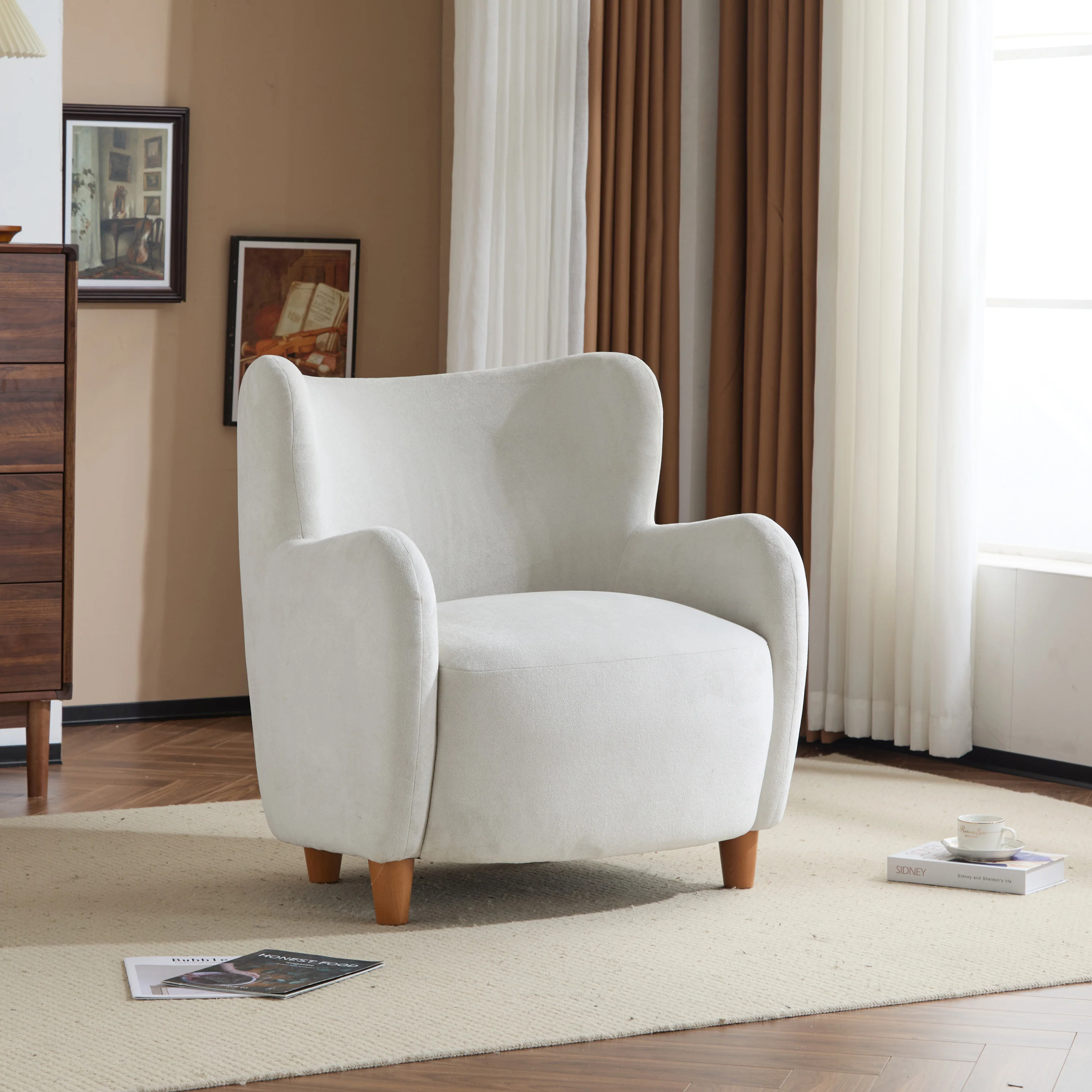Zoe Fabric Wingback Accent Chairs Single Sofa - furnishings