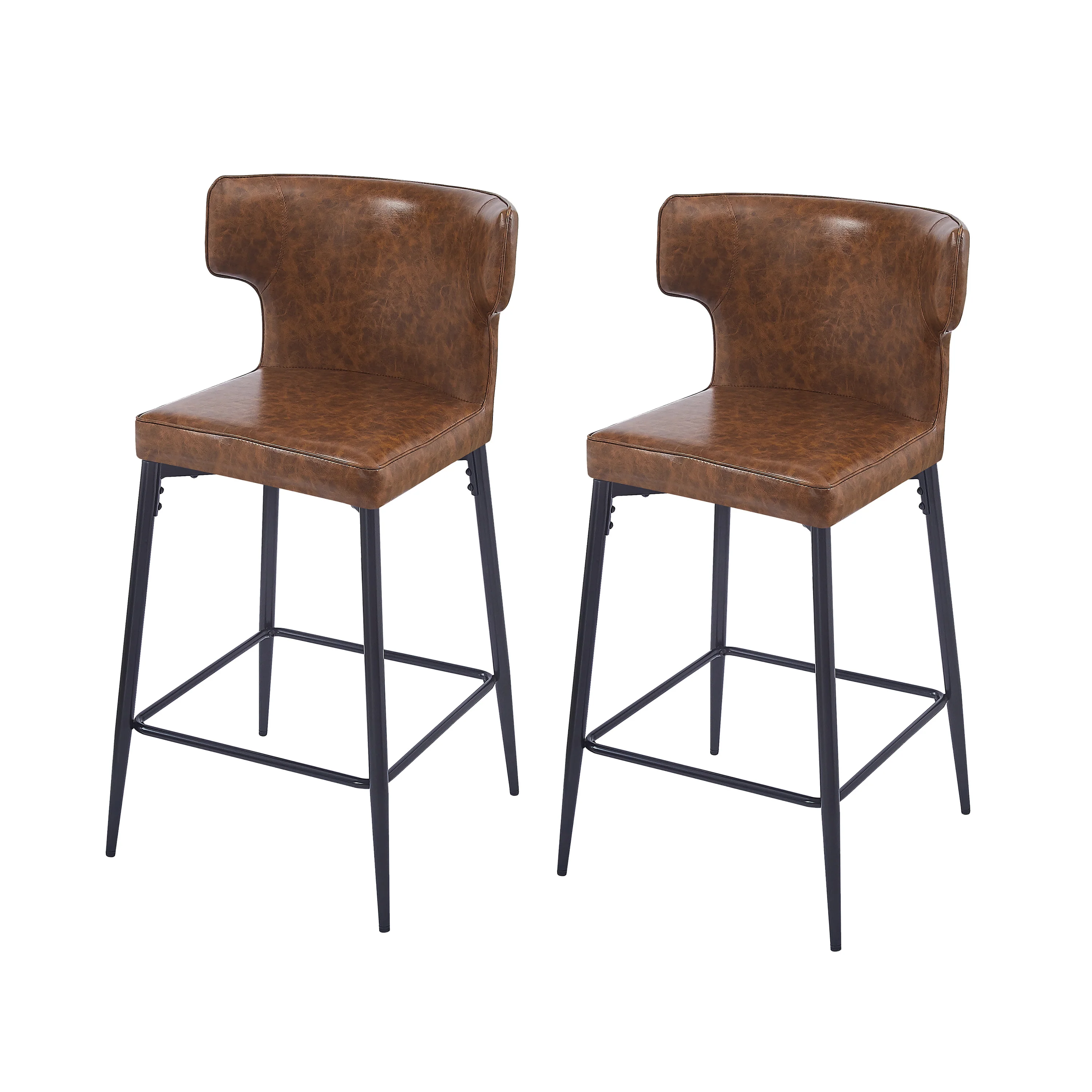 Kilburn Modern Upholstered Cushioned PU Leather Counter Stool with Footrest - furnishings