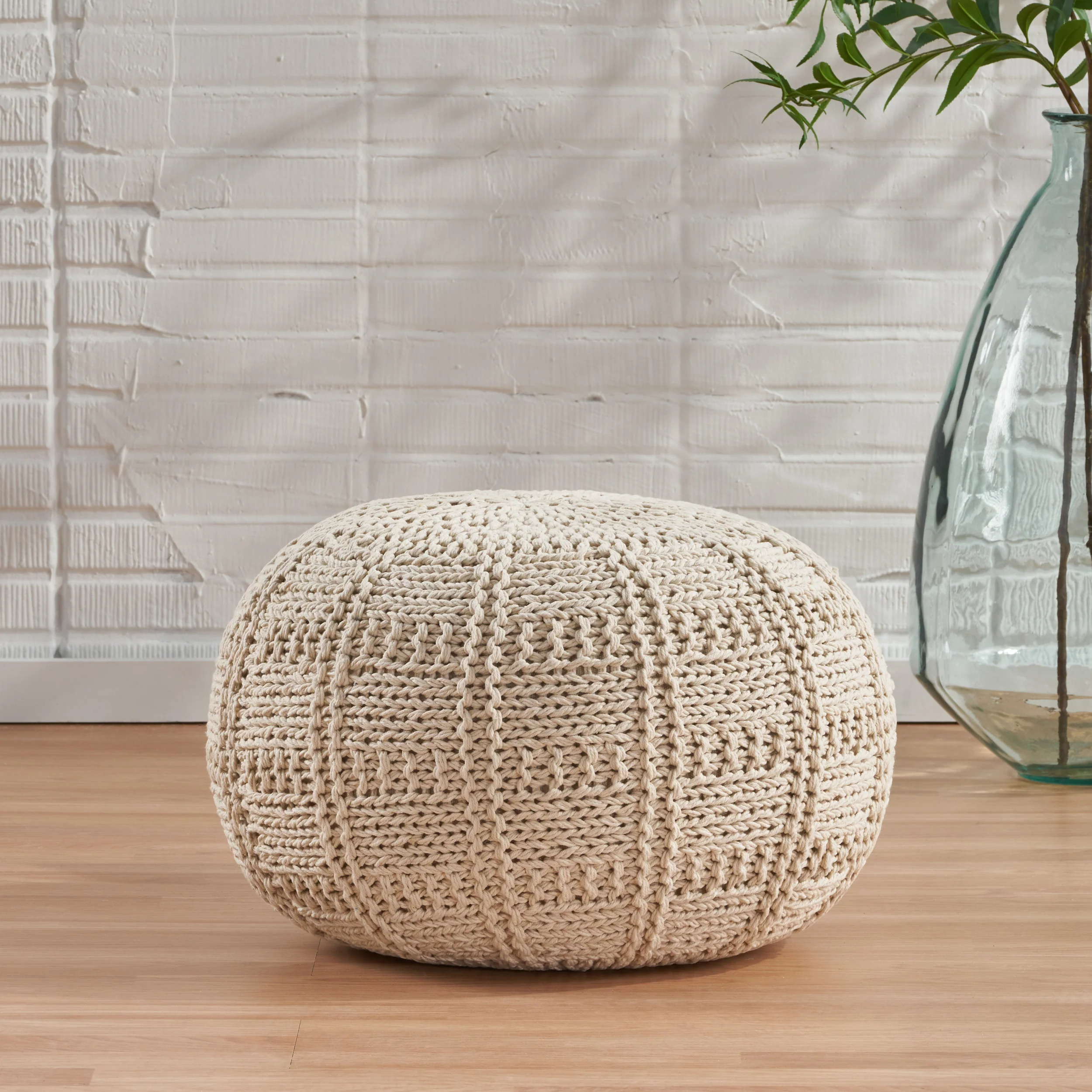 Valentine Handcrafted Modern Fabric Pouf - furnishings