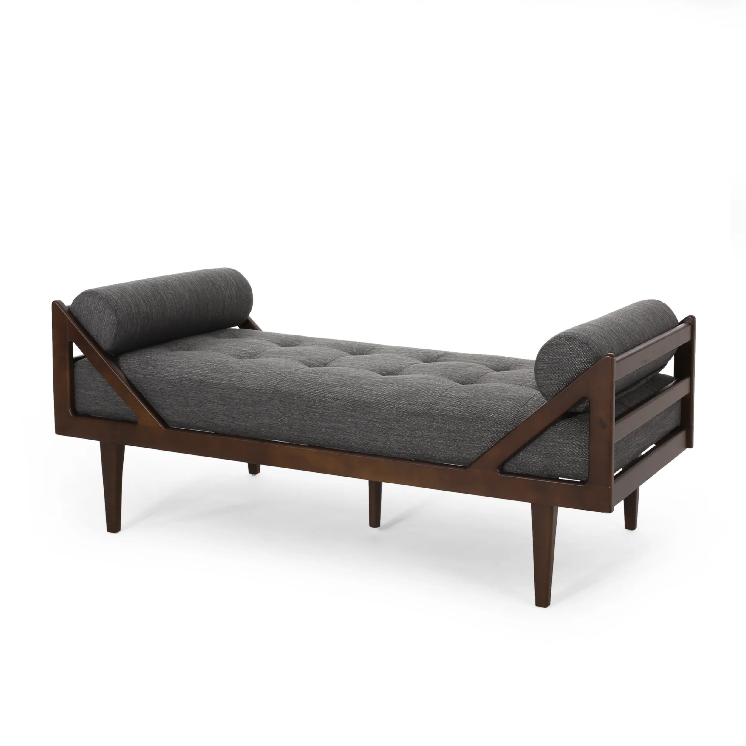Sumner Contemporary Tufted Chaise Lounge with Rolled Accent Pillows - furnishings