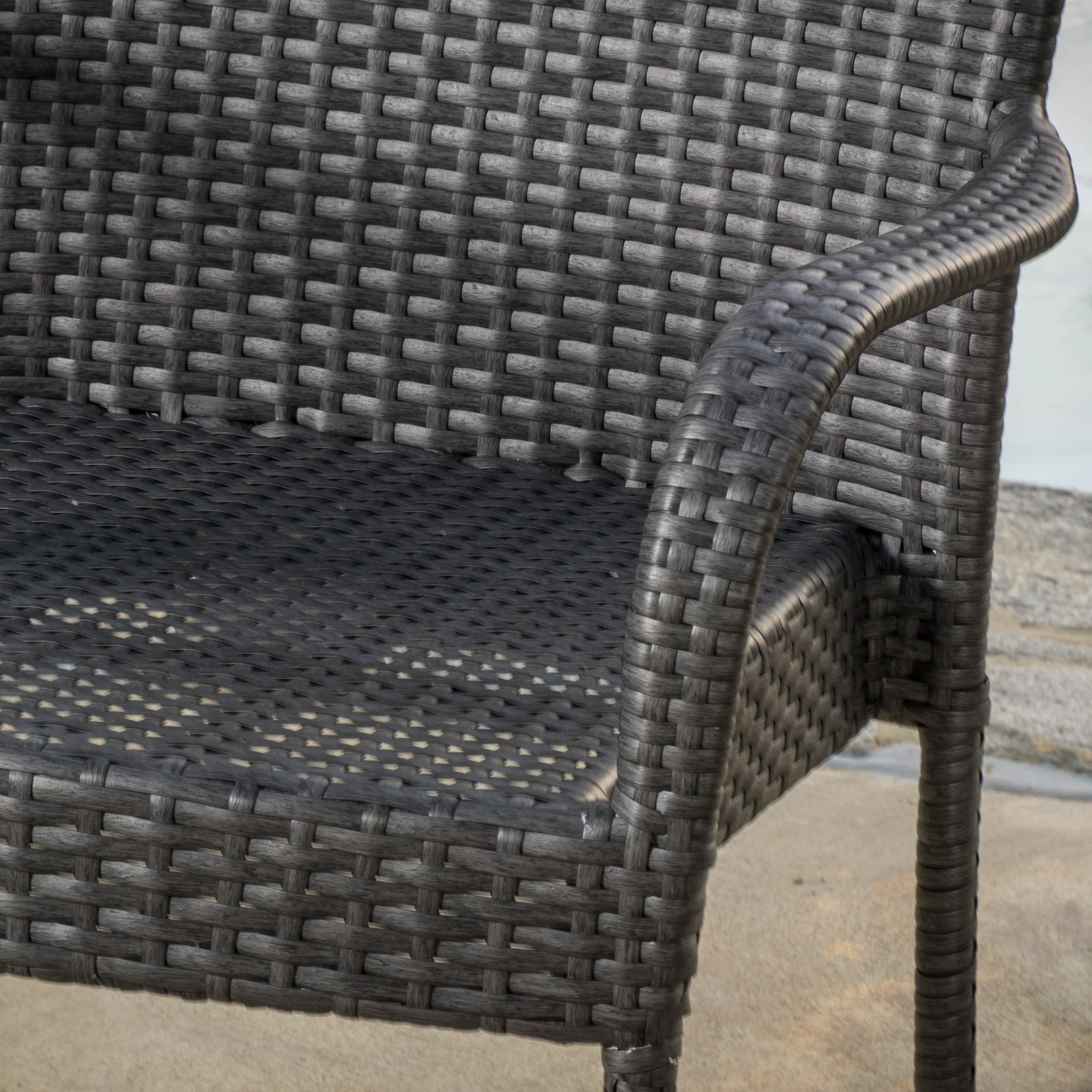 Antonio Outdoor 5-Piece Gray Wicker Dining Set with Stackable Chairs - furnishings