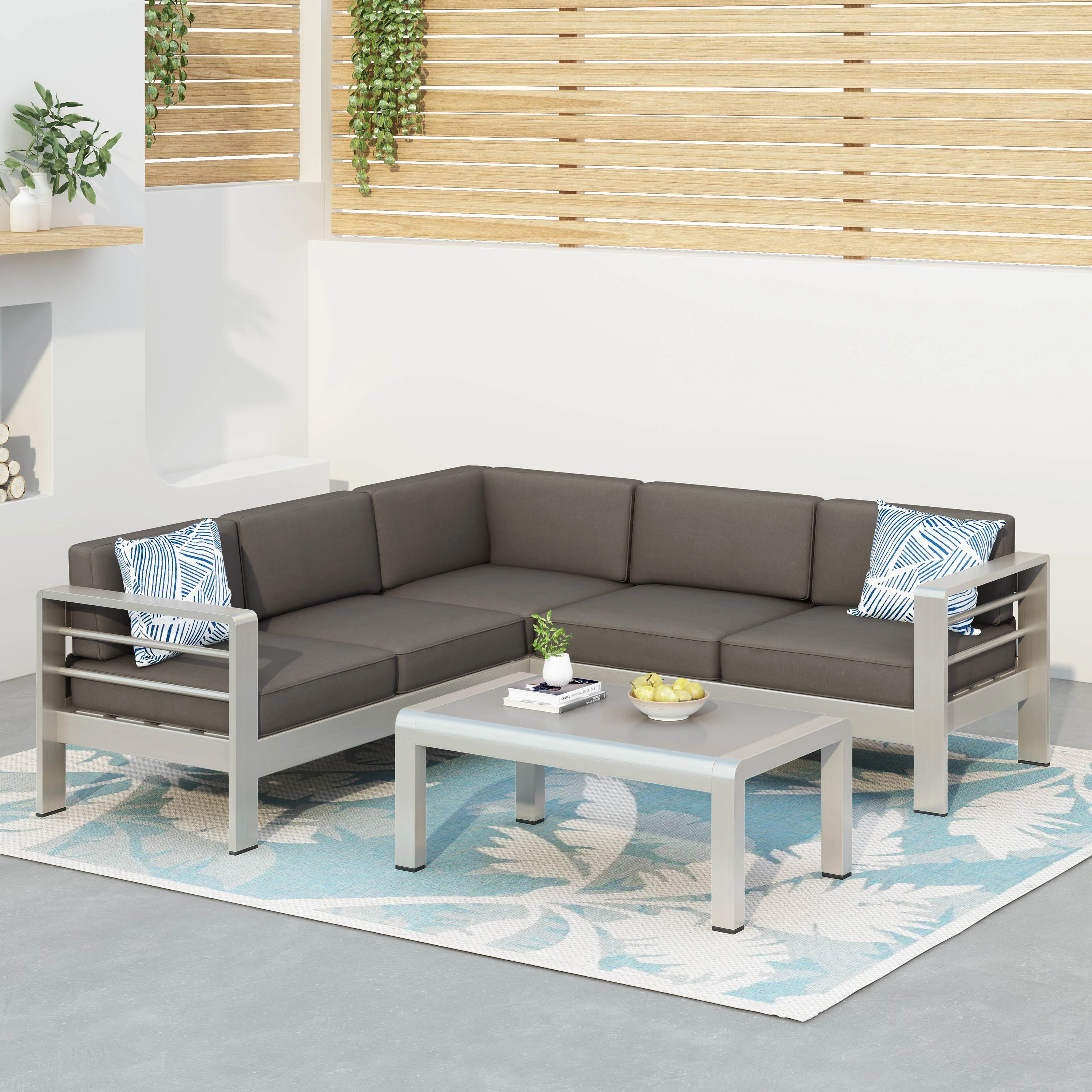 Sonora Outdoor Aluminum 4-piece Sofa Set with Cushions - furnishings