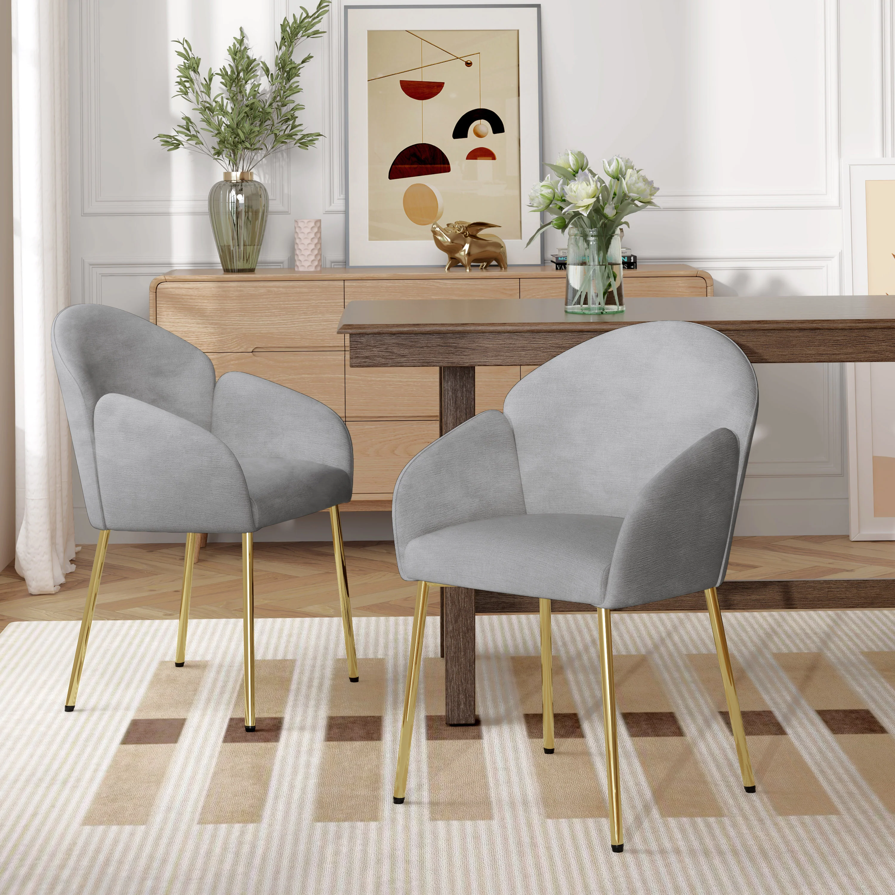 Catherine Polyester Round Back Dining Chair, Set of 2 - furnishings
