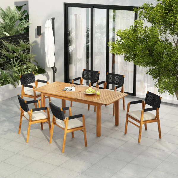 Oberons 7 Piece Patio Dining Furniture Set Table Chairs Set - furnishings