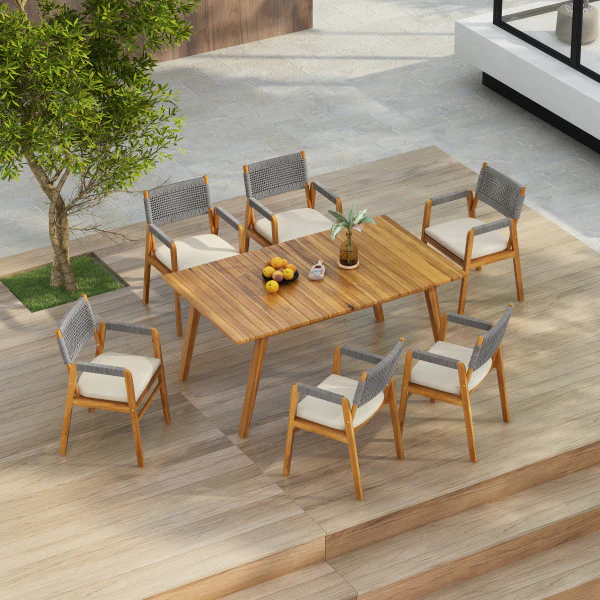 Callioper 7 Piece Patio Dining Set Outdoor Furniture Set Acacia wood Table - furnishings