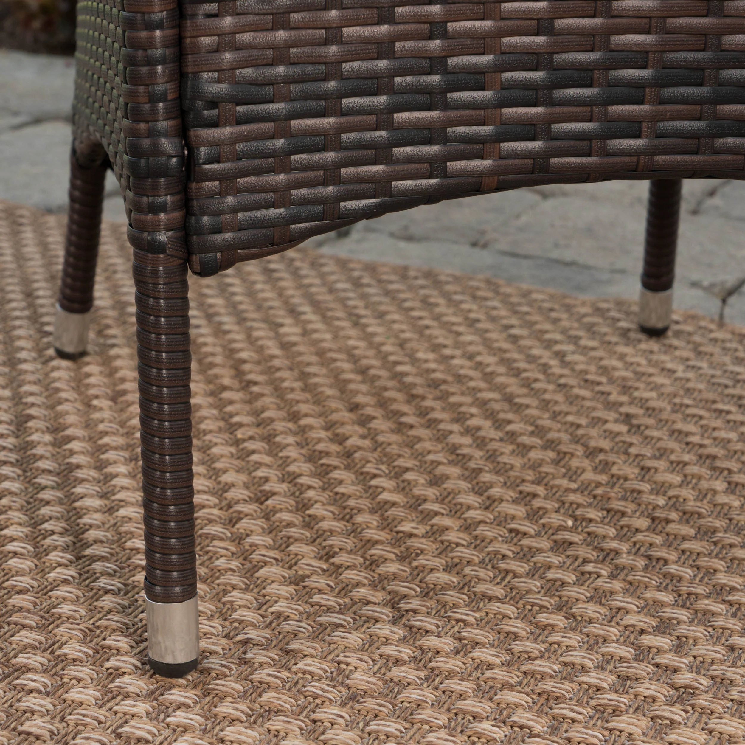 Jenine Outdoor 6 Piece Teak Finished Acacia Wood Dining Set with Multi-brown Dining Chairs - furnishings