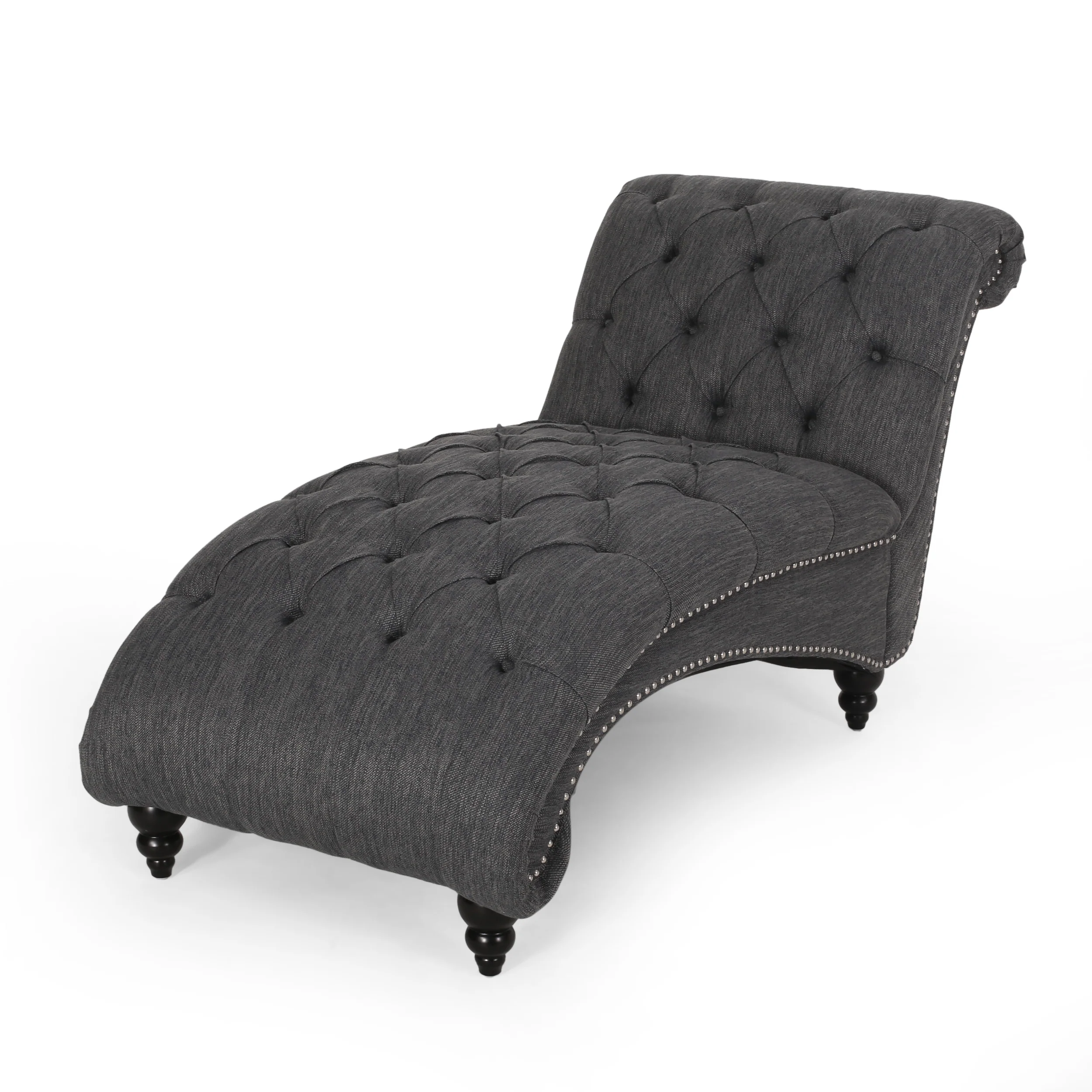 Meigs Varnell Contemporary Fabric Button Tufted Chaise Lounge - furnishings