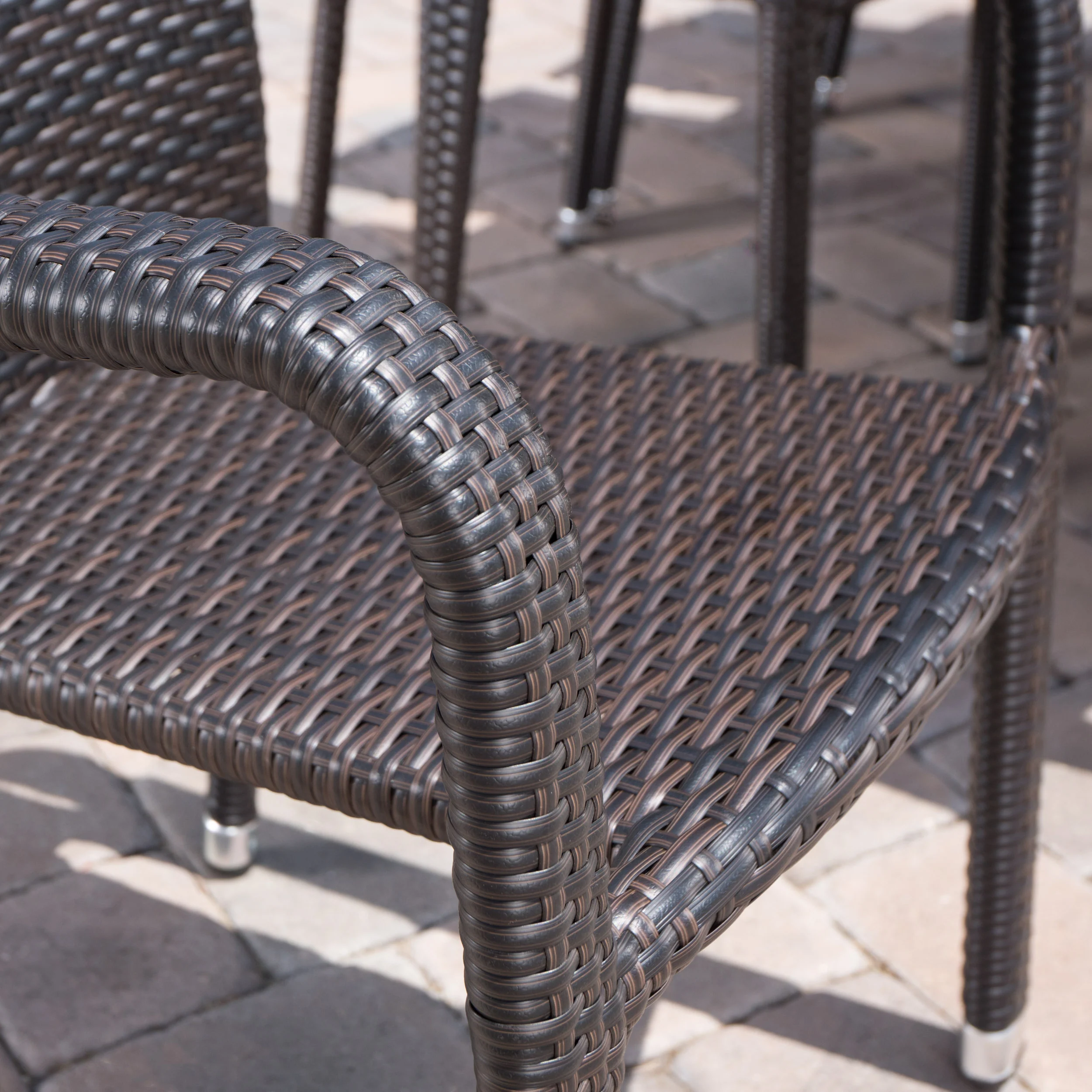 Bangladesh Outdoor 9 Piece Wicker Dining Set with Armed and Armless Dining Chairs - furnishings