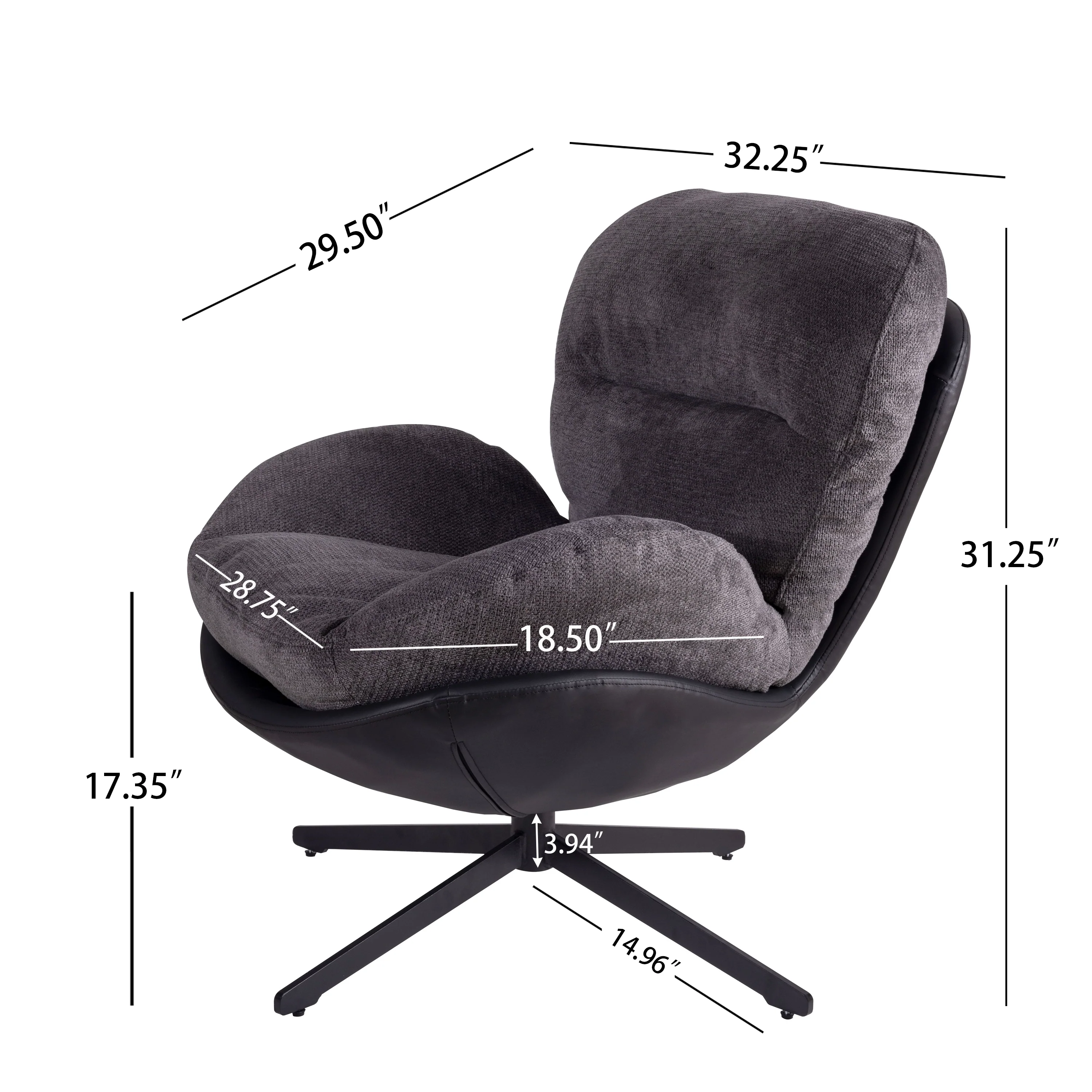 Savola Modern 360 Degree Swivel Upholstered Chenille Accent Chair - furnishings