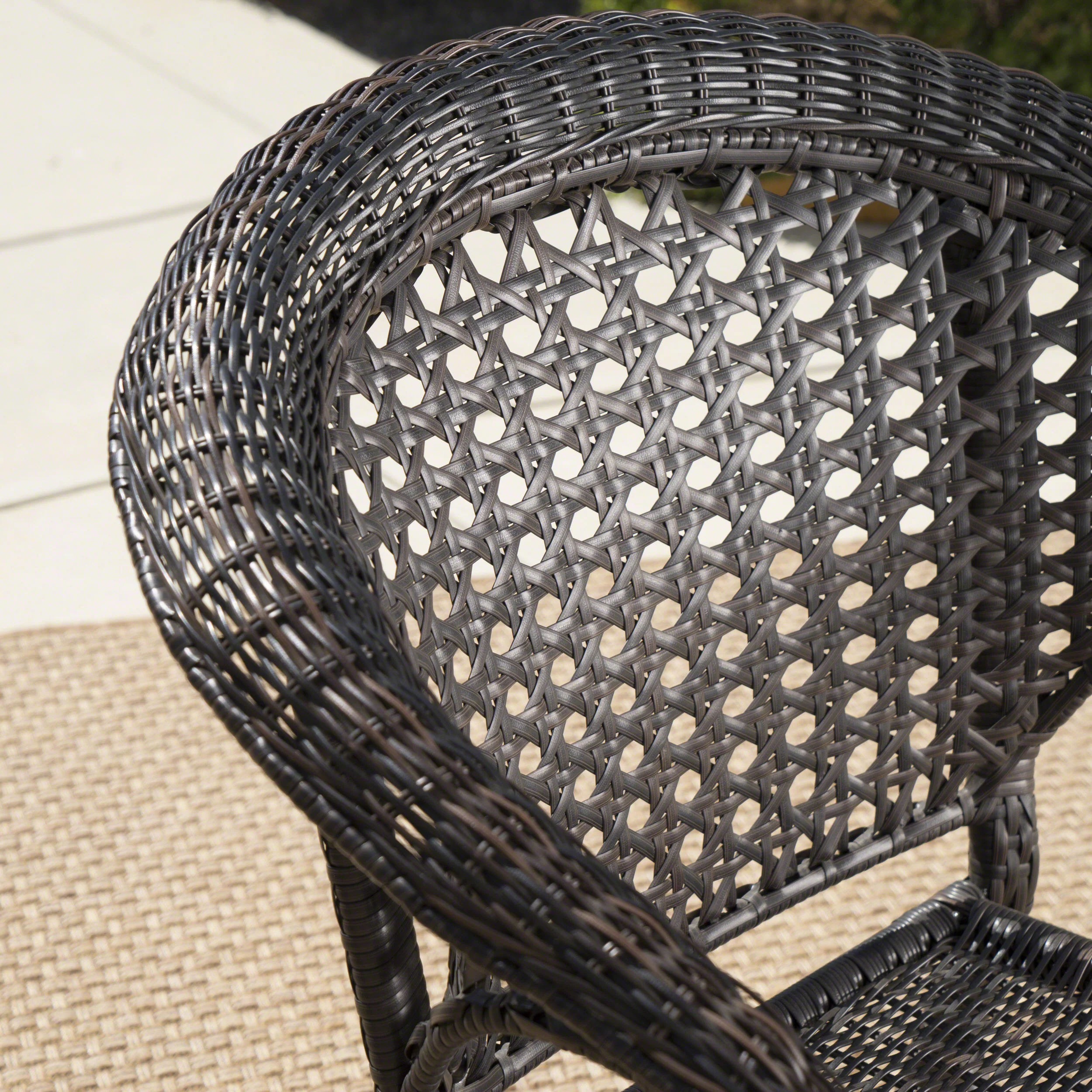 Keness Outdoor 6 Piece Aluminum Dining Set with Bench and Wicker Stacking Chairs - furnishings