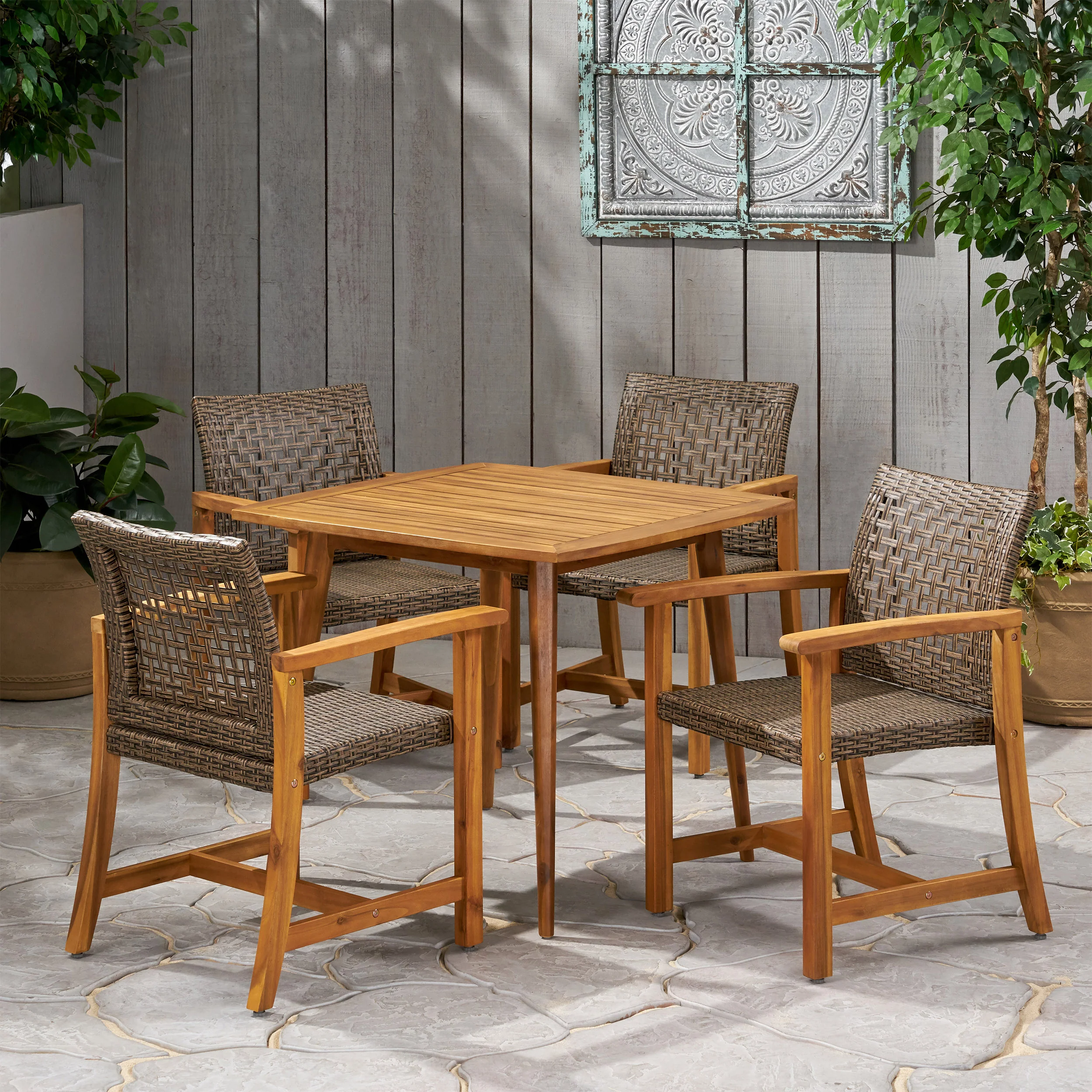 Kentrail Outdoor 4 Seater Acacia Wood Dining Set - furnishings