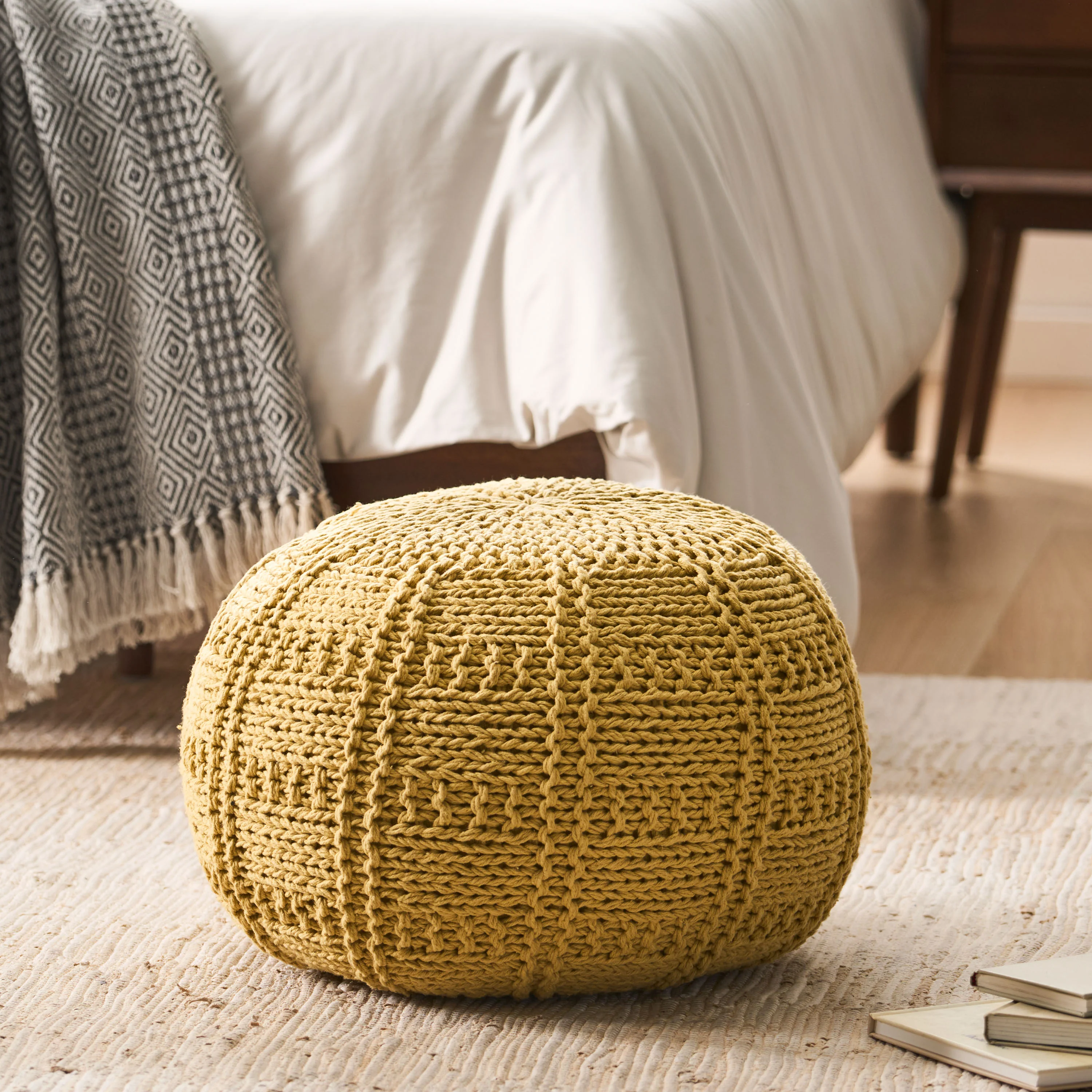 Valentine Handcrafted Modern Fabric Pouf - furnishings