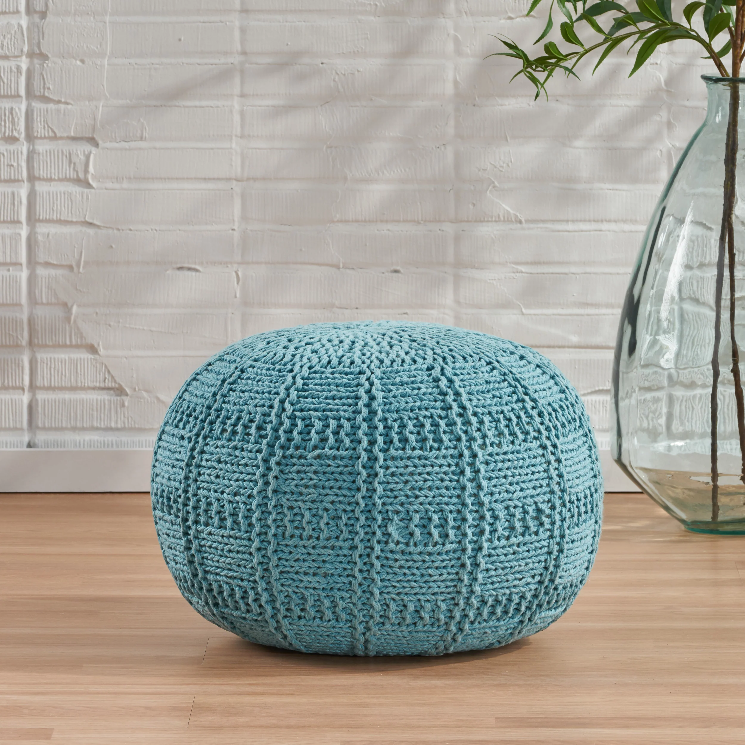 Valentine Handcrafted Modern Fabric Pouf - furnishings