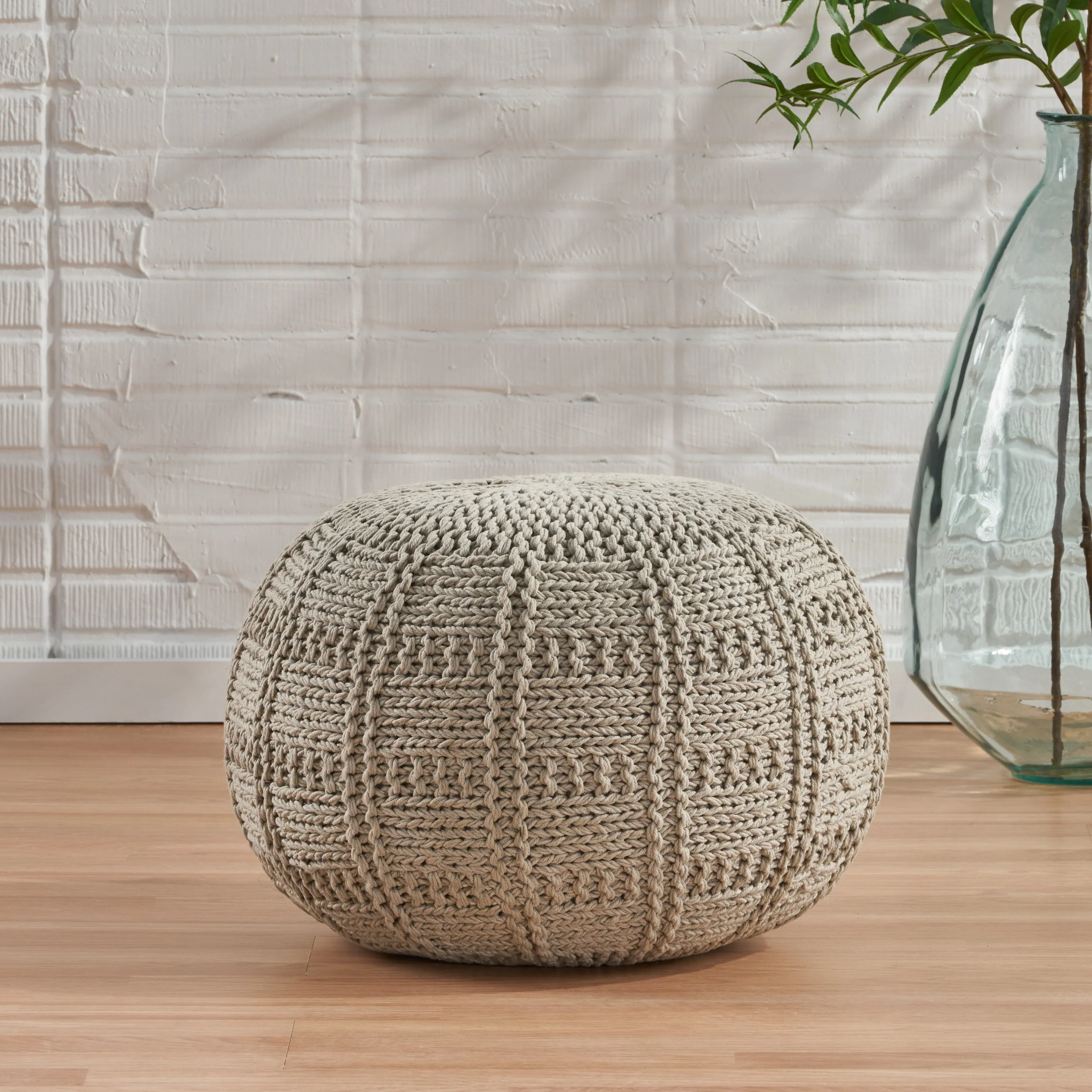 Valentine Handcrafted Modern Fabric Pouf - furnishings
