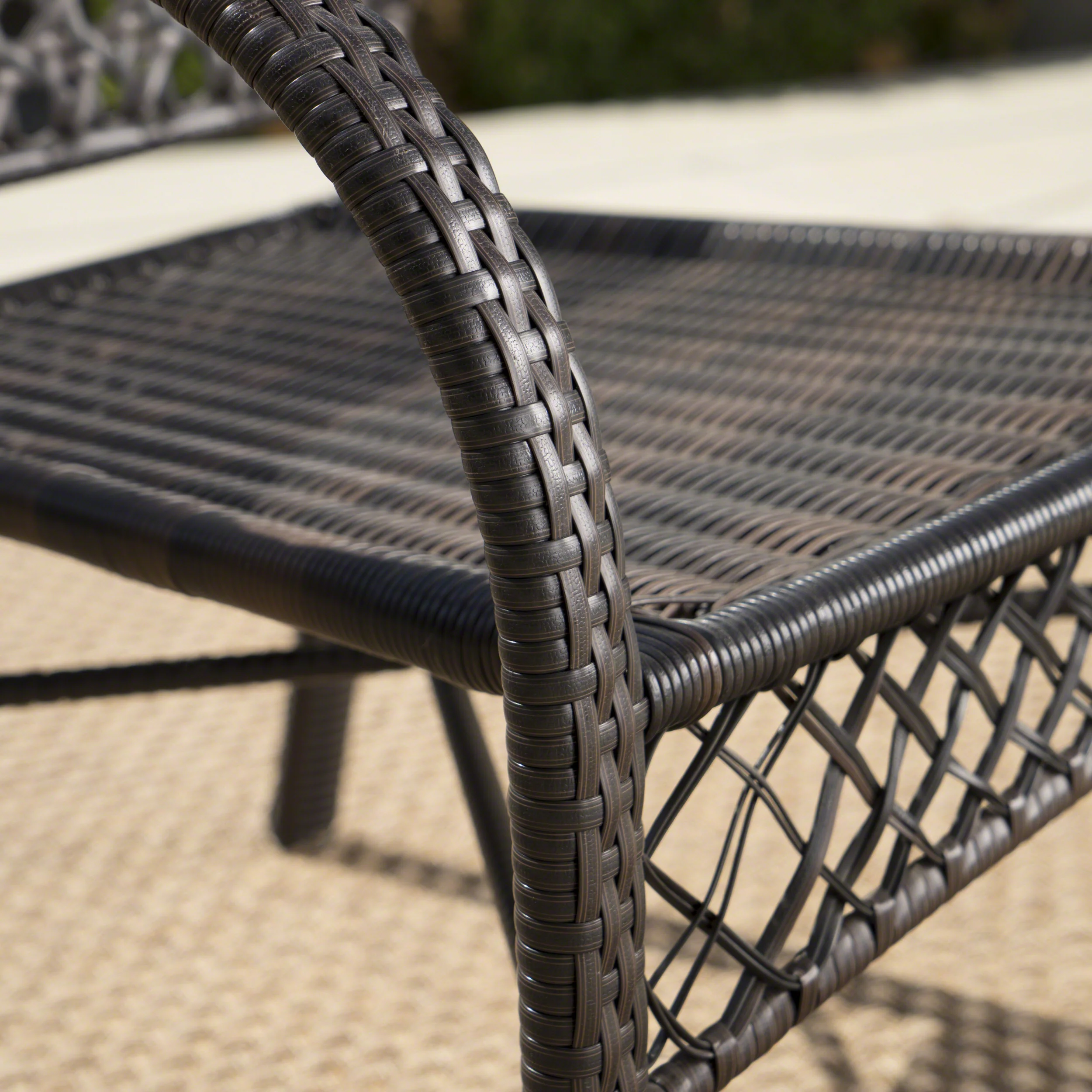 Keness Outdoor 6 Piece Aluminum Dining Set with Bench and Wicker Stacking Chairs - furnishings