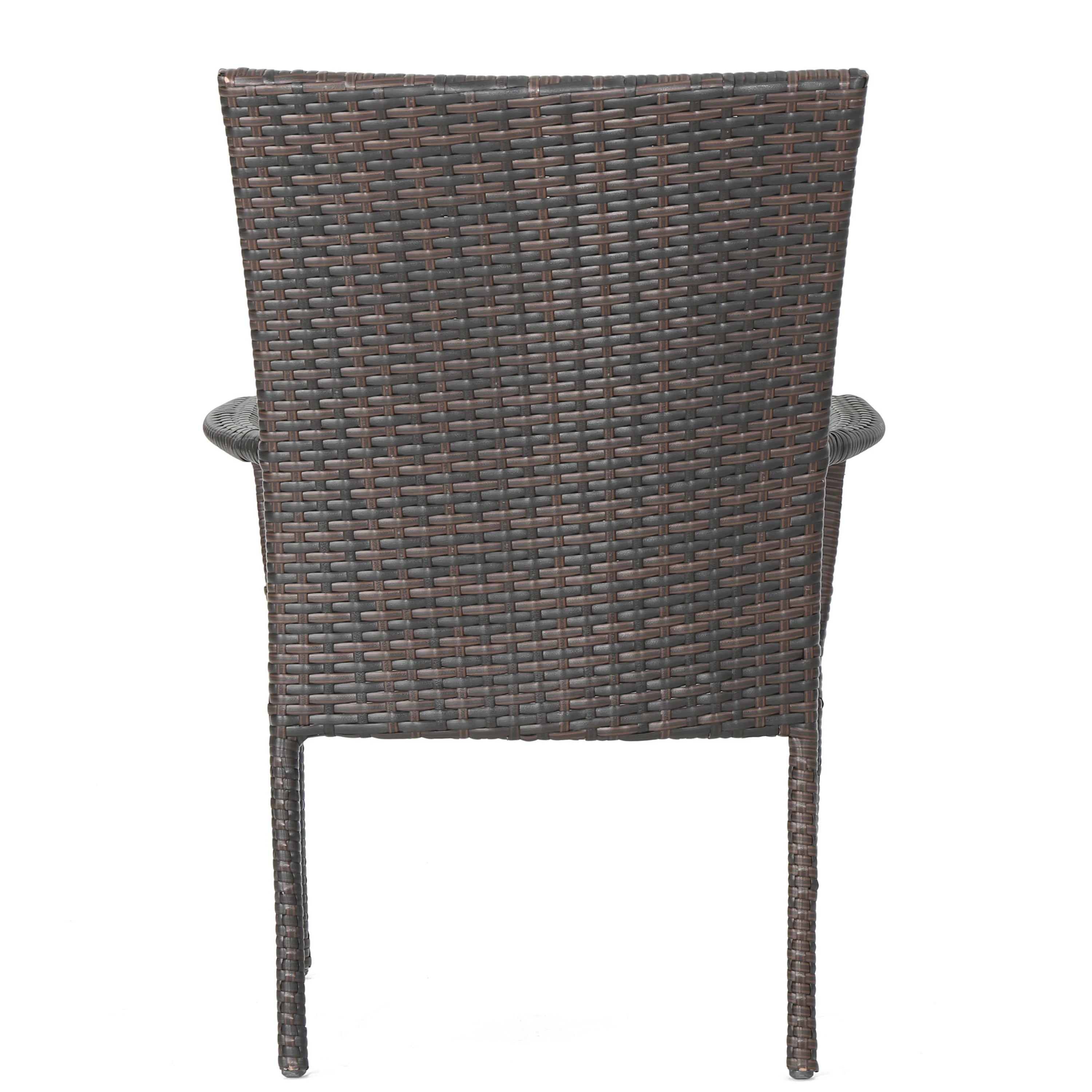 Yomunt Outdoor 7-Piece Multi-Brown Wicker Dining Set with Stackable Chairs - furnishings