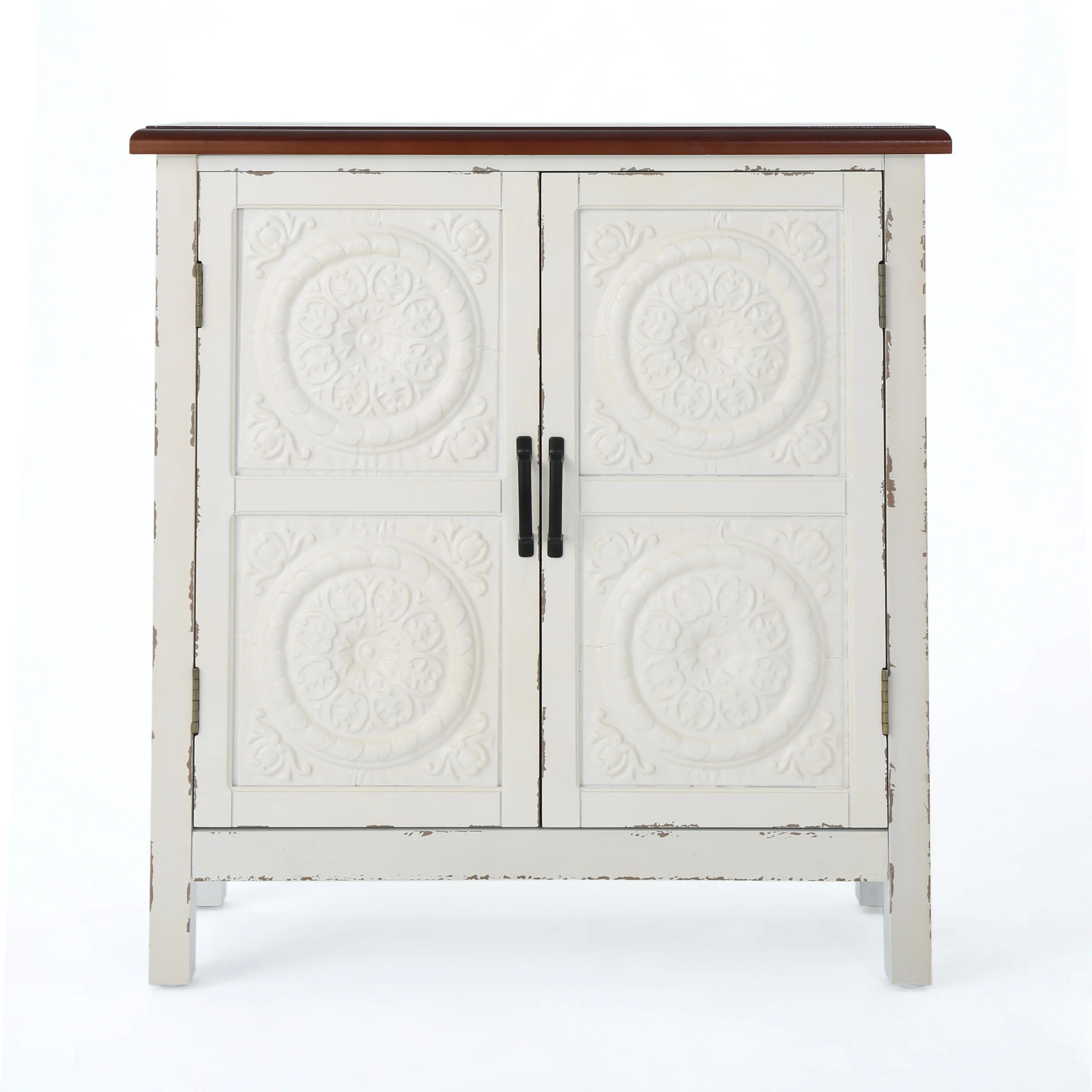 Aliana Finished Firwood Cabinet with Faux Wood Overlay and Accented Top - furnishings