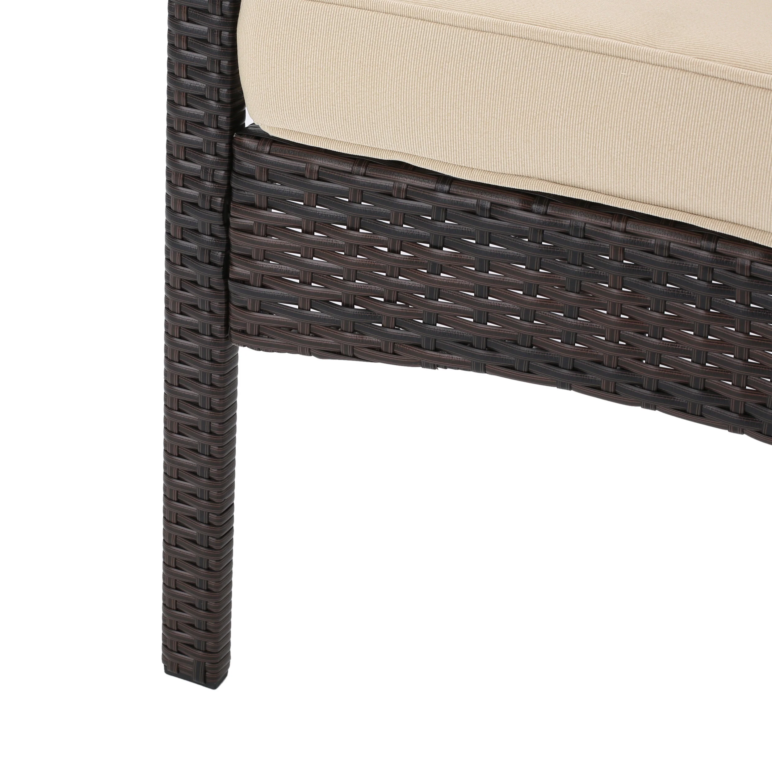 Tahiti Outdoor 4 Piece Multi-brown Wicker Chat Set with Dark Cream Water Resistant Fabric Cushions - furnishings