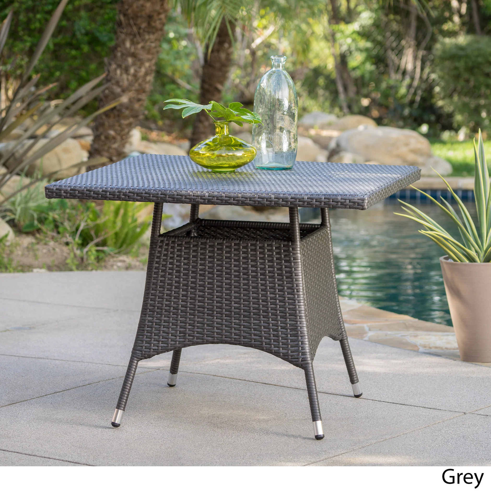 Pattinson Outdoor 5 Piece Grey Wicker Dining Set with Cushions - furnishings