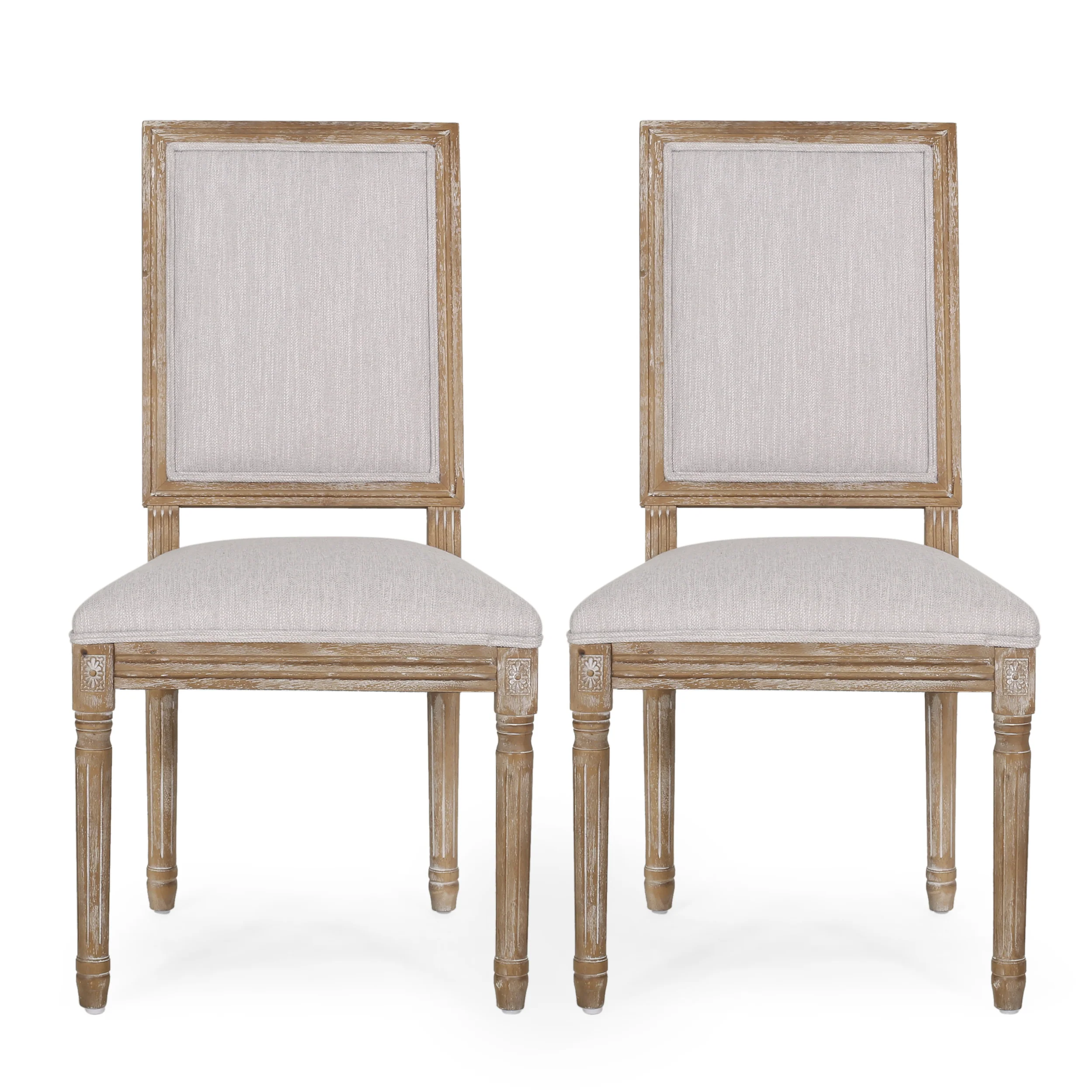 Amy French Country Wood Upholstered Dining Chair, Set of 2 - furnishings